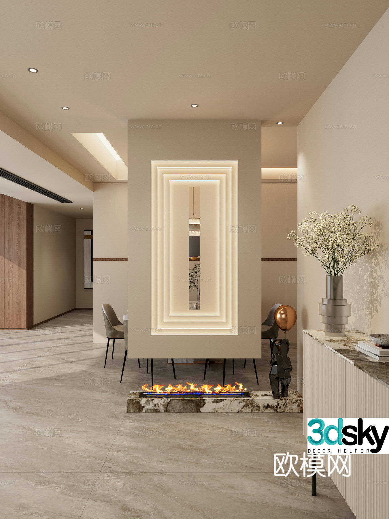 Minimalist Middle Style Scapa Interstellar View Partition Living and Dining Entrance 3D Model