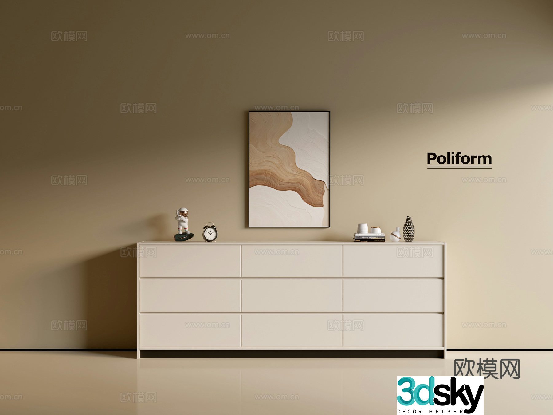 Modern wood grain TV cabinet simple side cabinet chest of drawers low cabinet whole cabinet side cabinet balcony 3D model