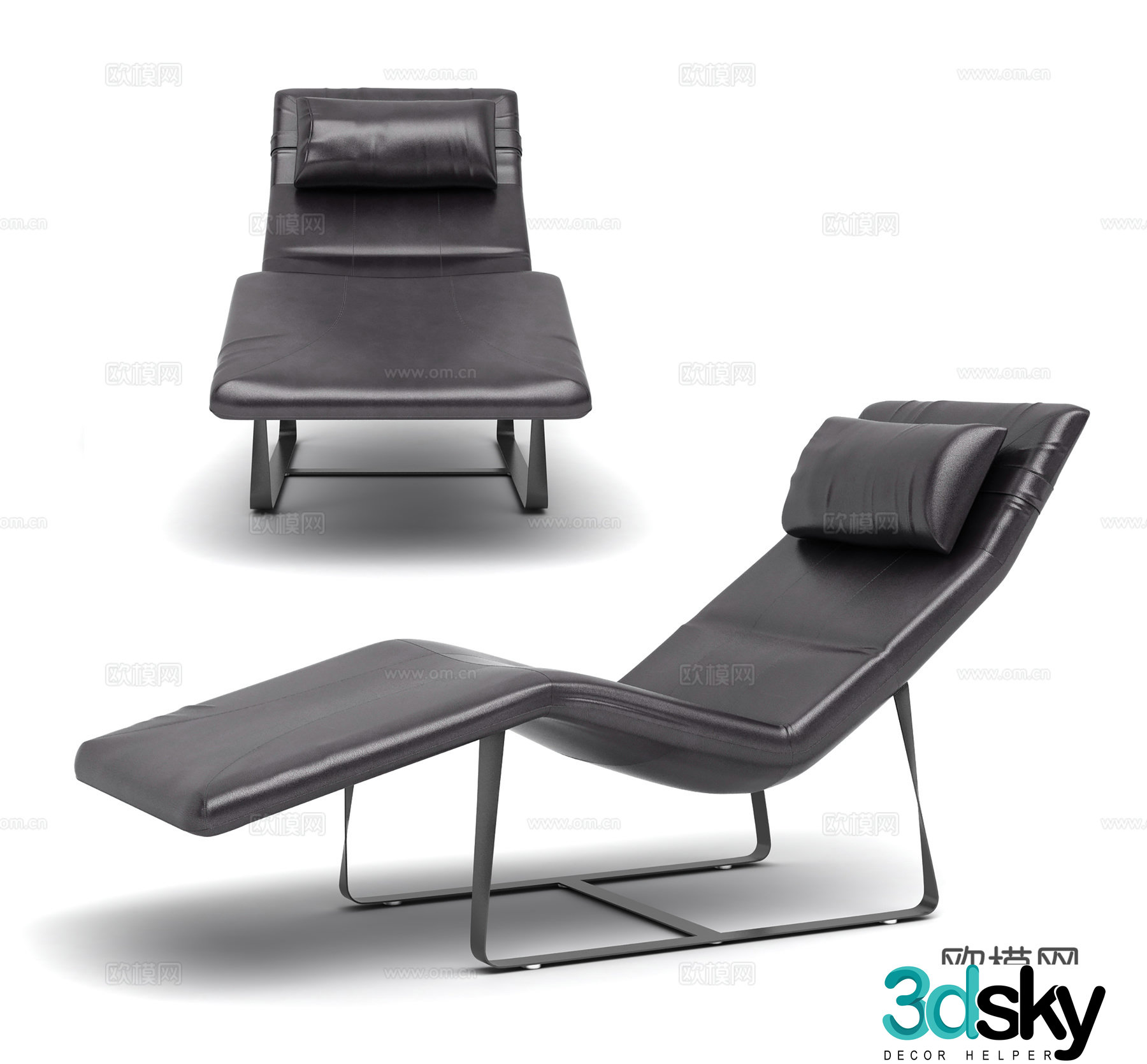 Modern lounge chair leather lounge chair indoor lounge chair 3d model