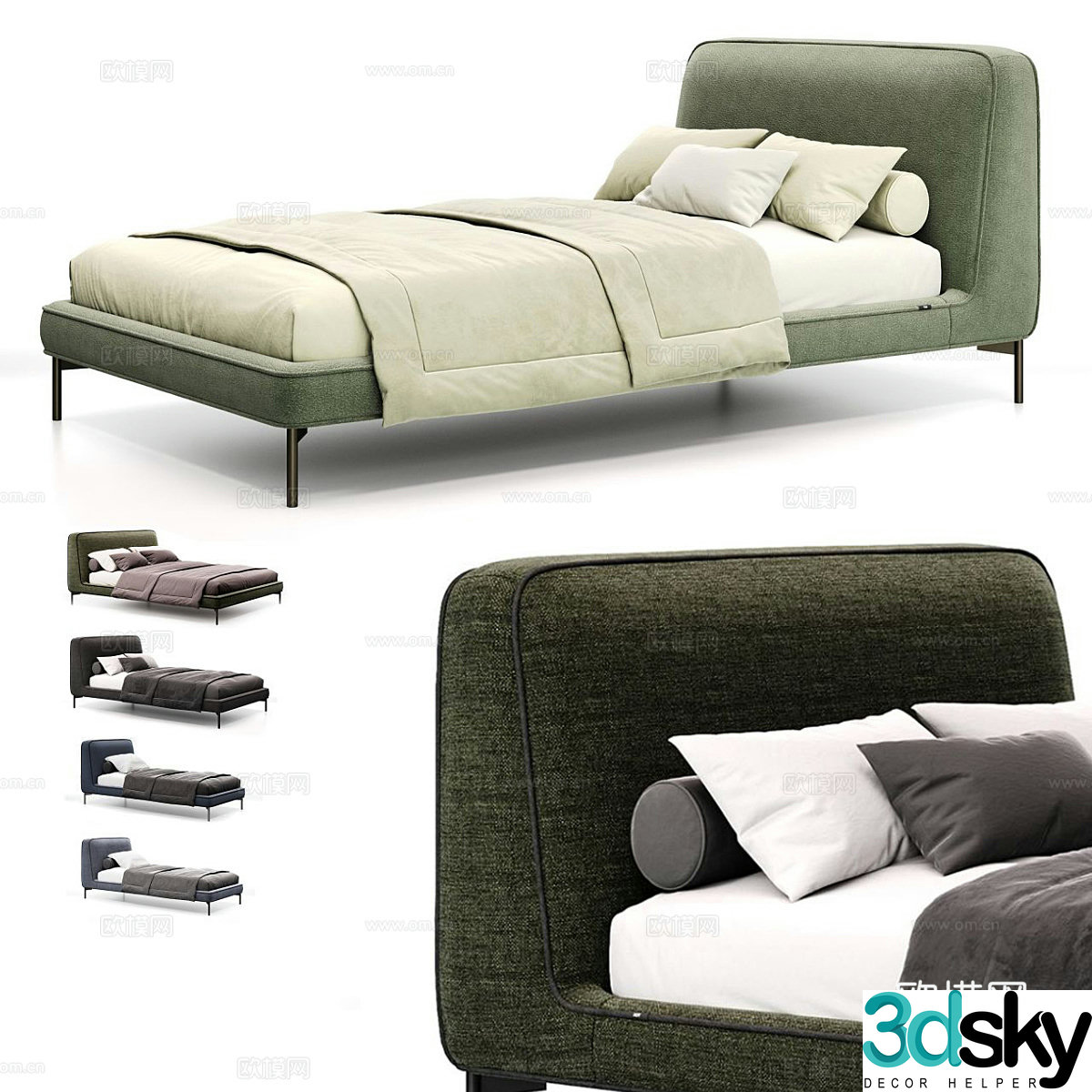 Modern simple double bed Double bed Simple bed Bedroom bed Pillow 3D model