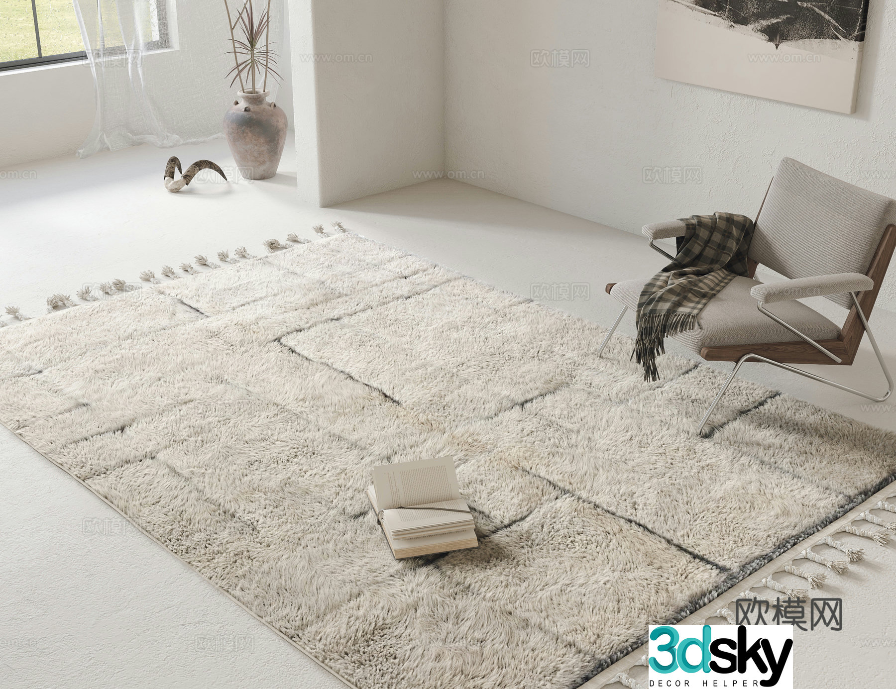 Modern carpet Plush carpet Living room carpet Bedroom carpet Leisure chair 3d model
