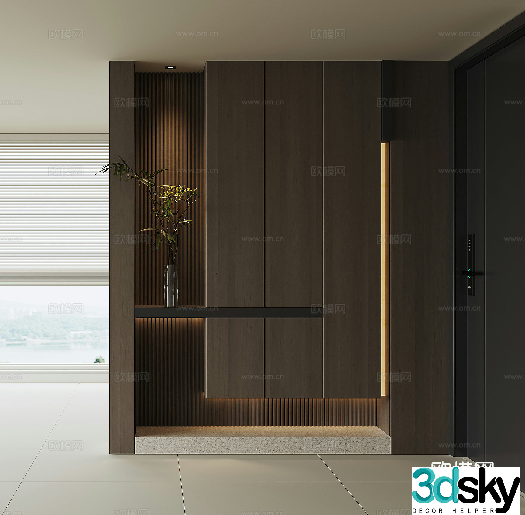 Modern home entrance shoe cabinet 3D model