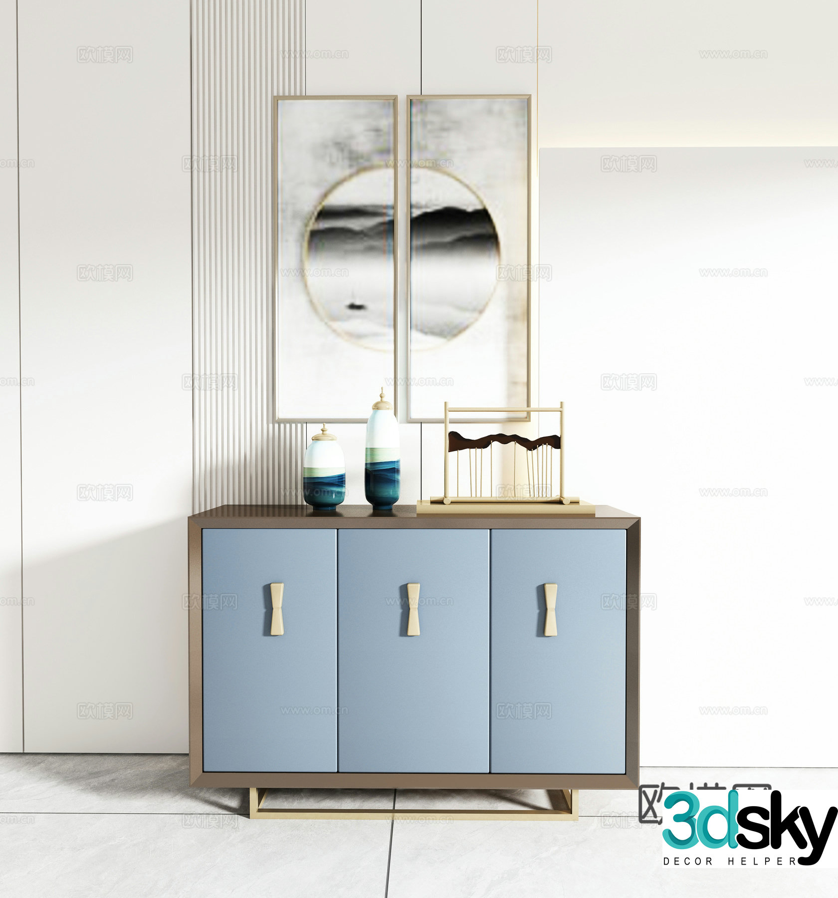 New Chinese side cabinet entrance cabinet 3D model