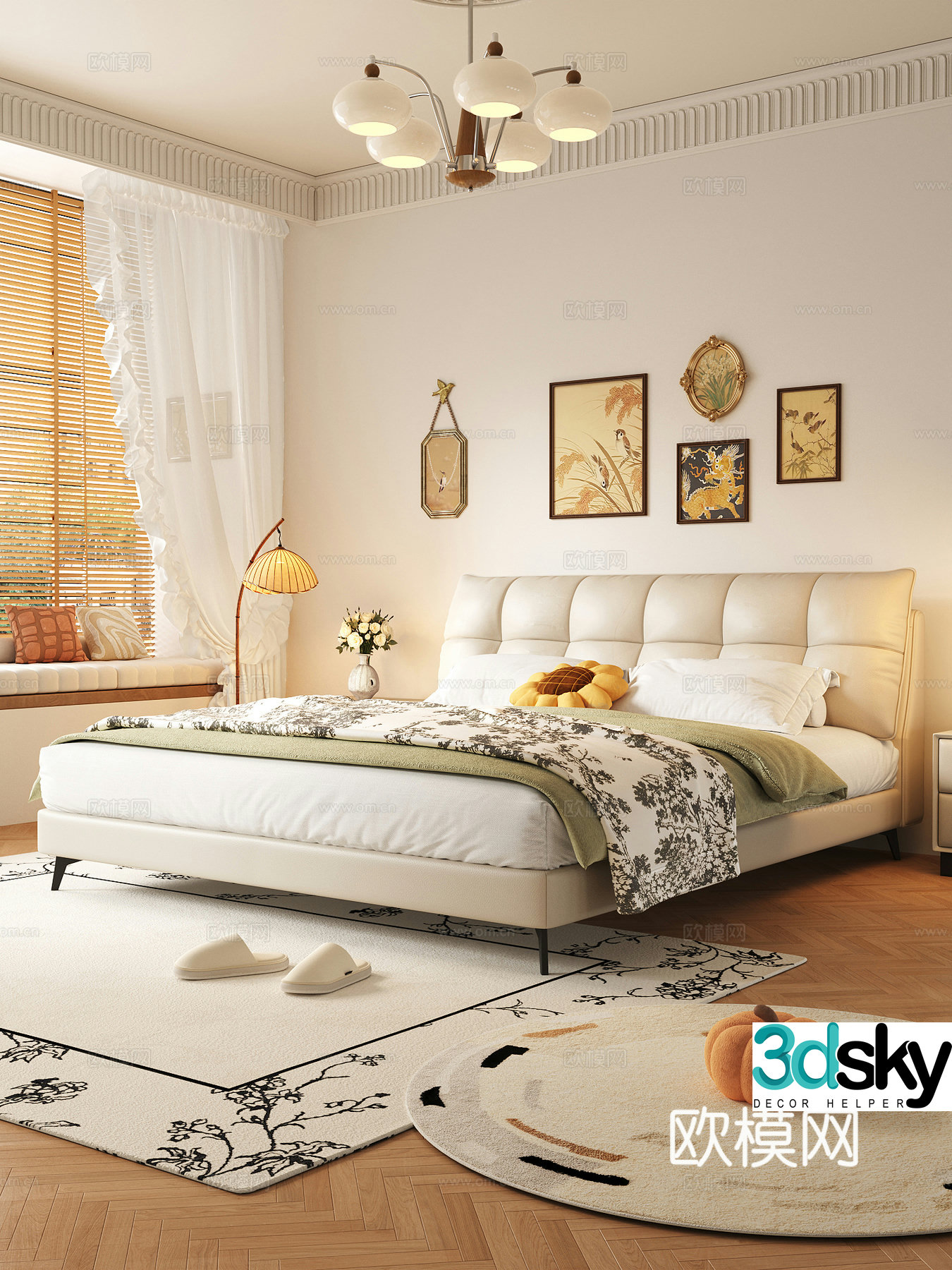 Modern medieval bedroom 3d model