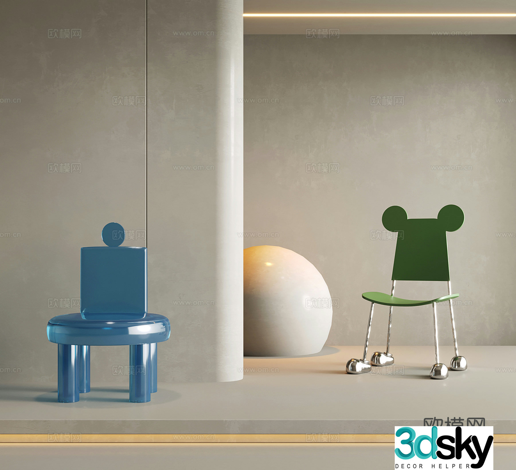 Modern chair Children’s chair Acrylic stainless steel Single chair 3d model