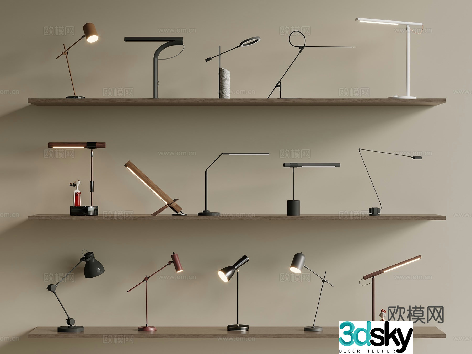 Light luxury Italian desk lamp desk lamp desk lamp combination 3D model