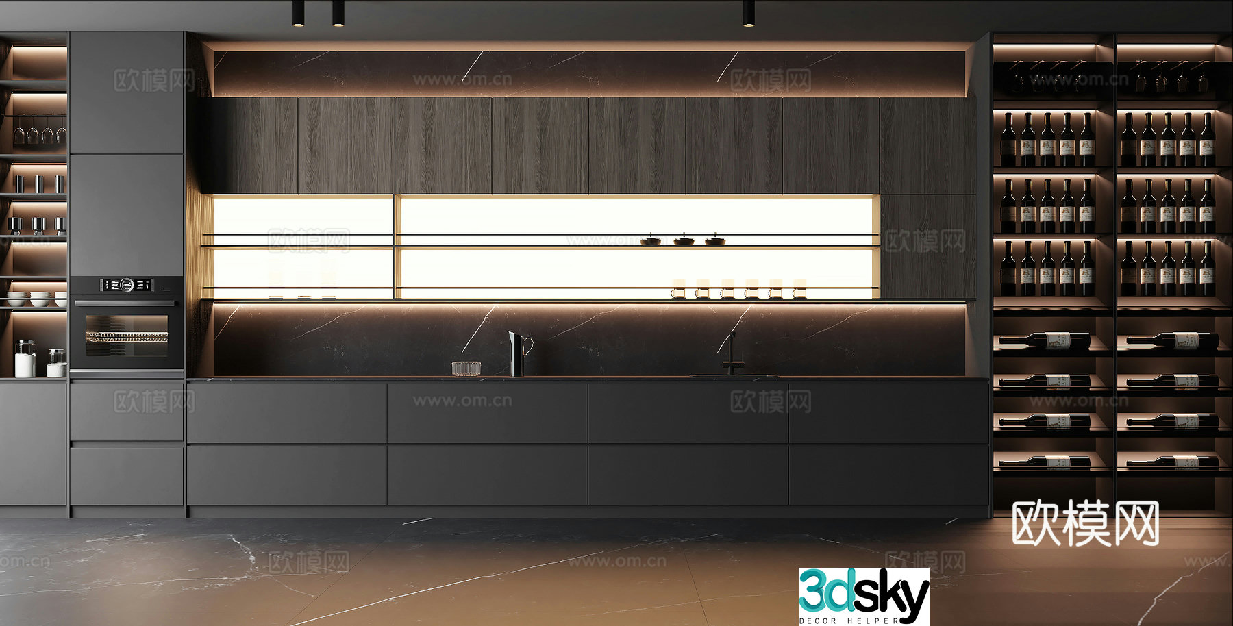 Modern wine cabinet side cabinet 3D model
