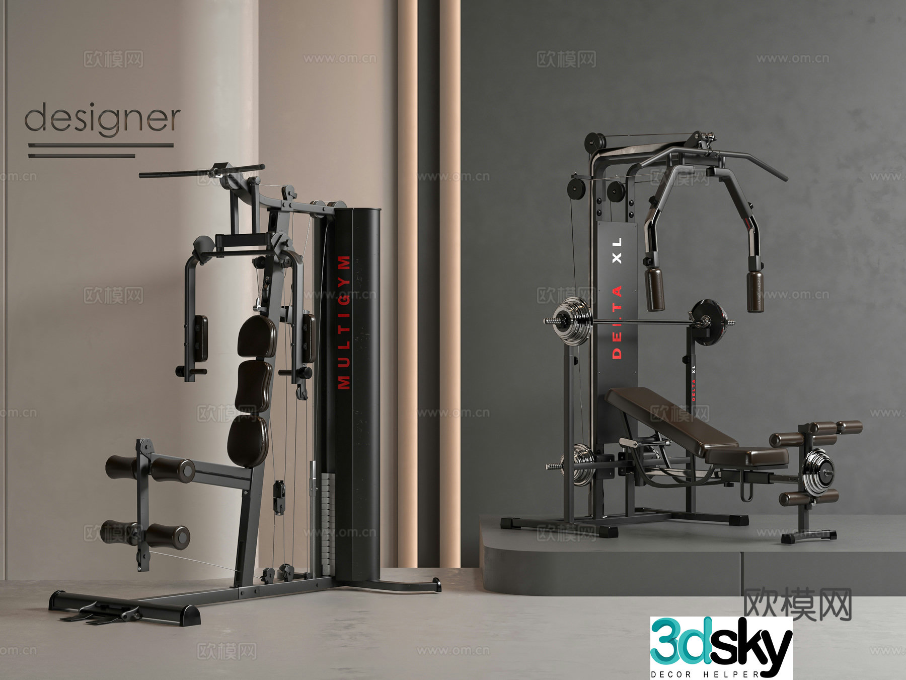 Modern fitness equipment 3d model