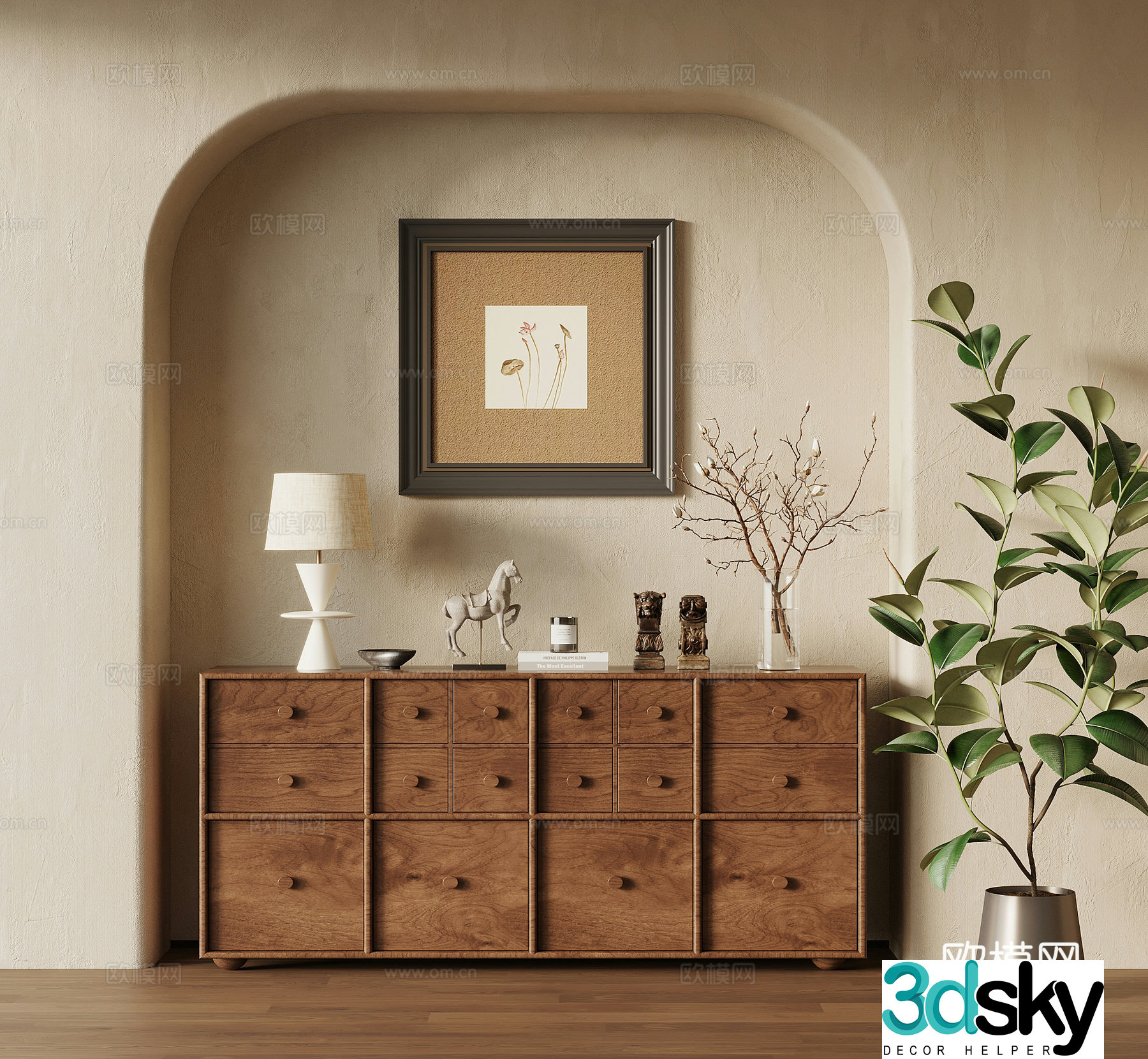 Entrance Cabinet Middle Style Entrance Cabinet Side Cabinet Trophy 3D Model