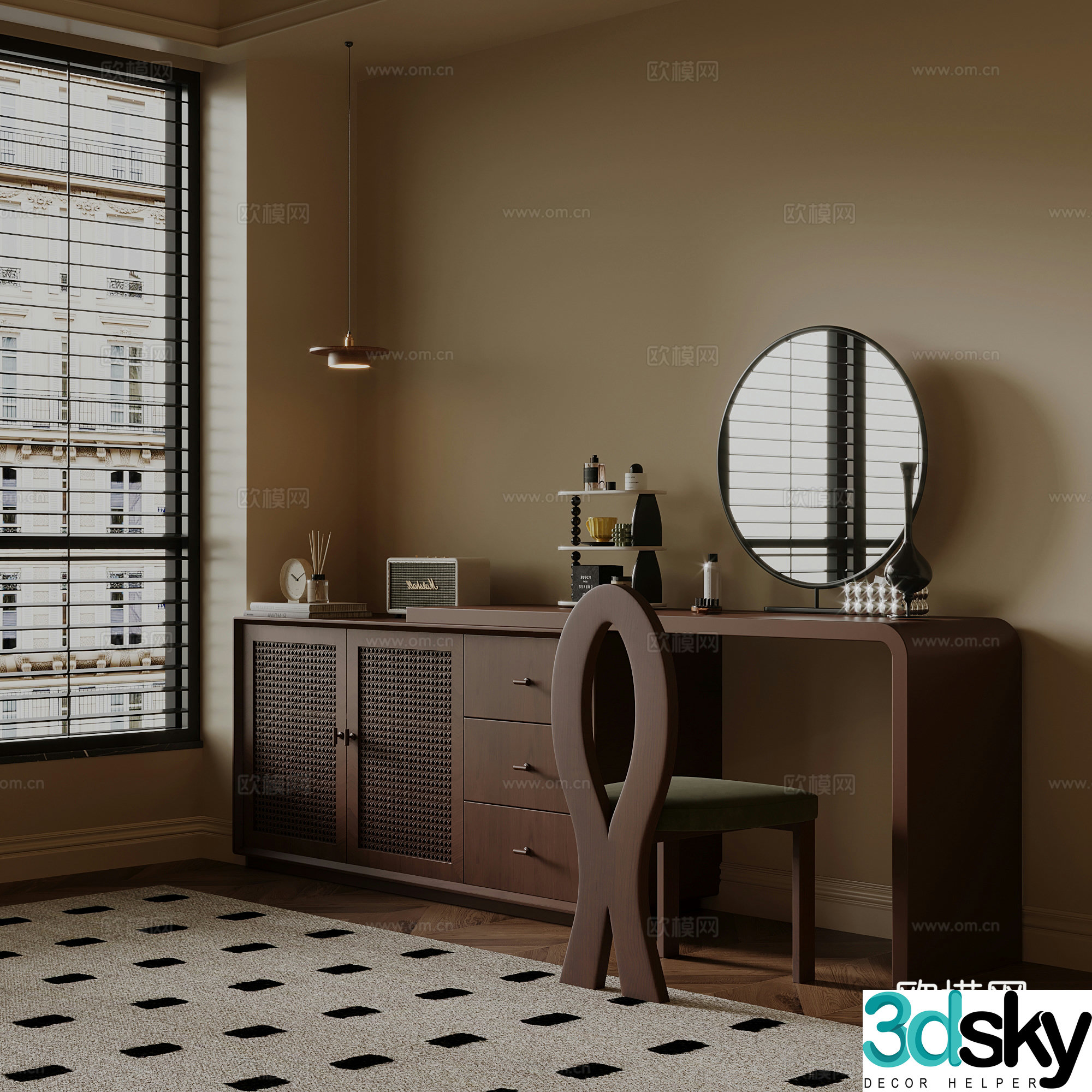 Middle style dressing table 3d model