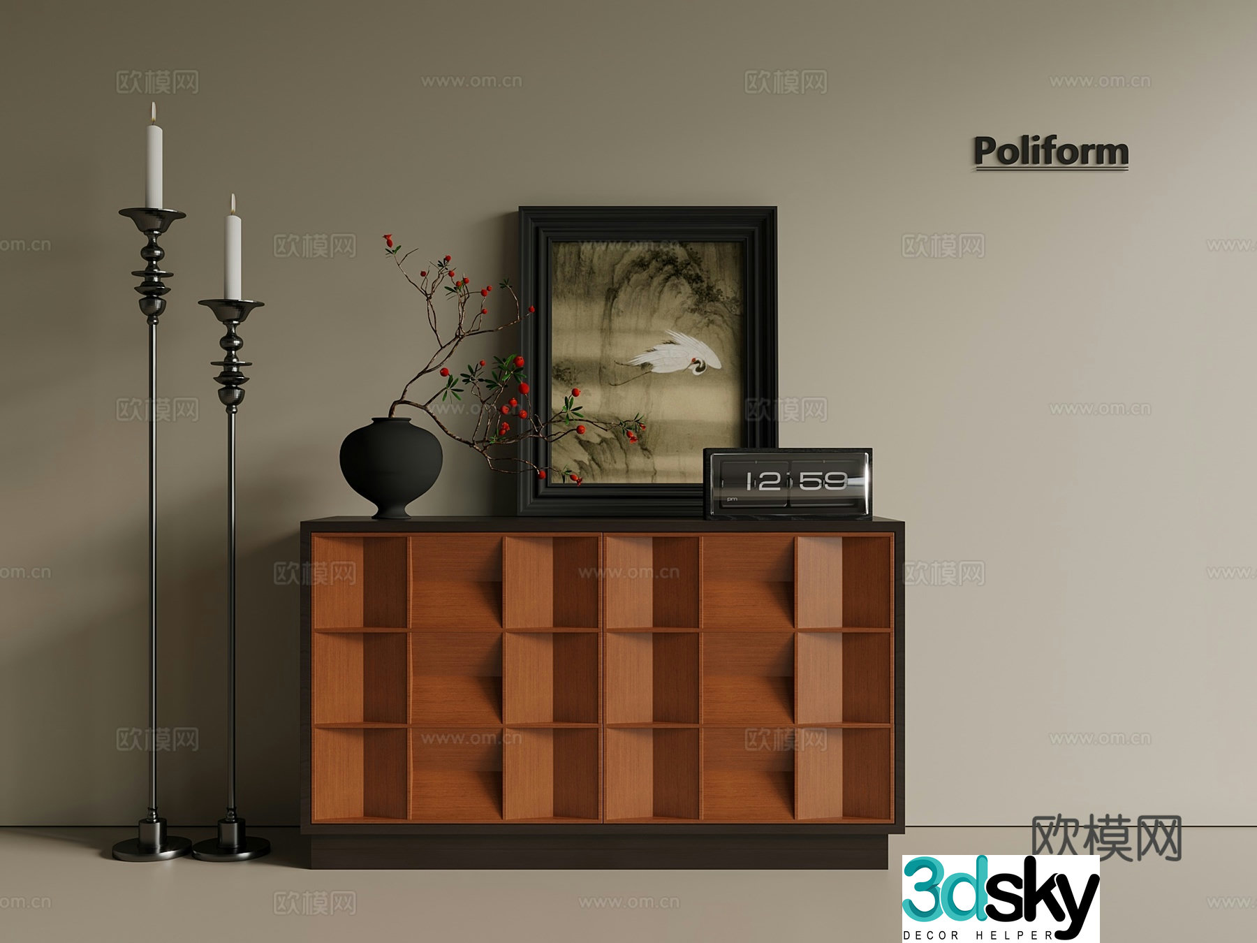 Middle-aged New Chinese style porch cabinet side cabinet end view cabinet porch cabinet low cabinet 3D model