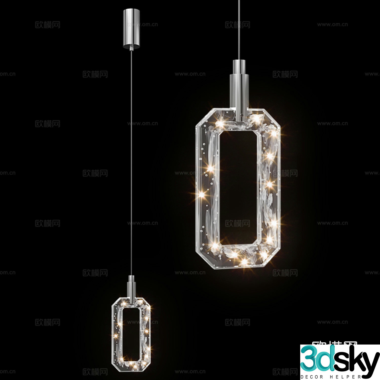 Italian light luxury glass chandelier bedside chandelier small chandelier bar chandelier crystal chandelier 3d model