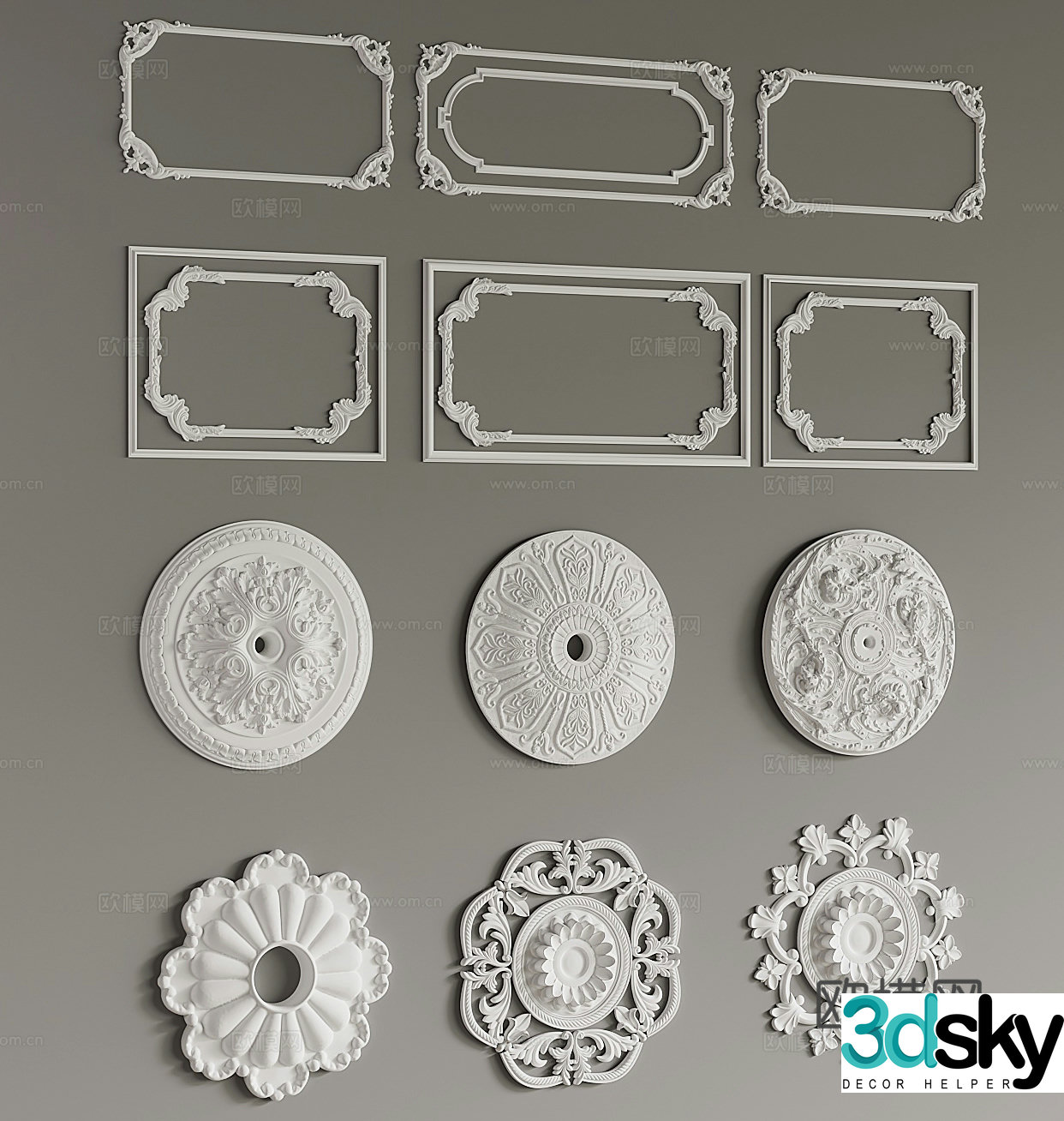 French lines lamp plate 3d model