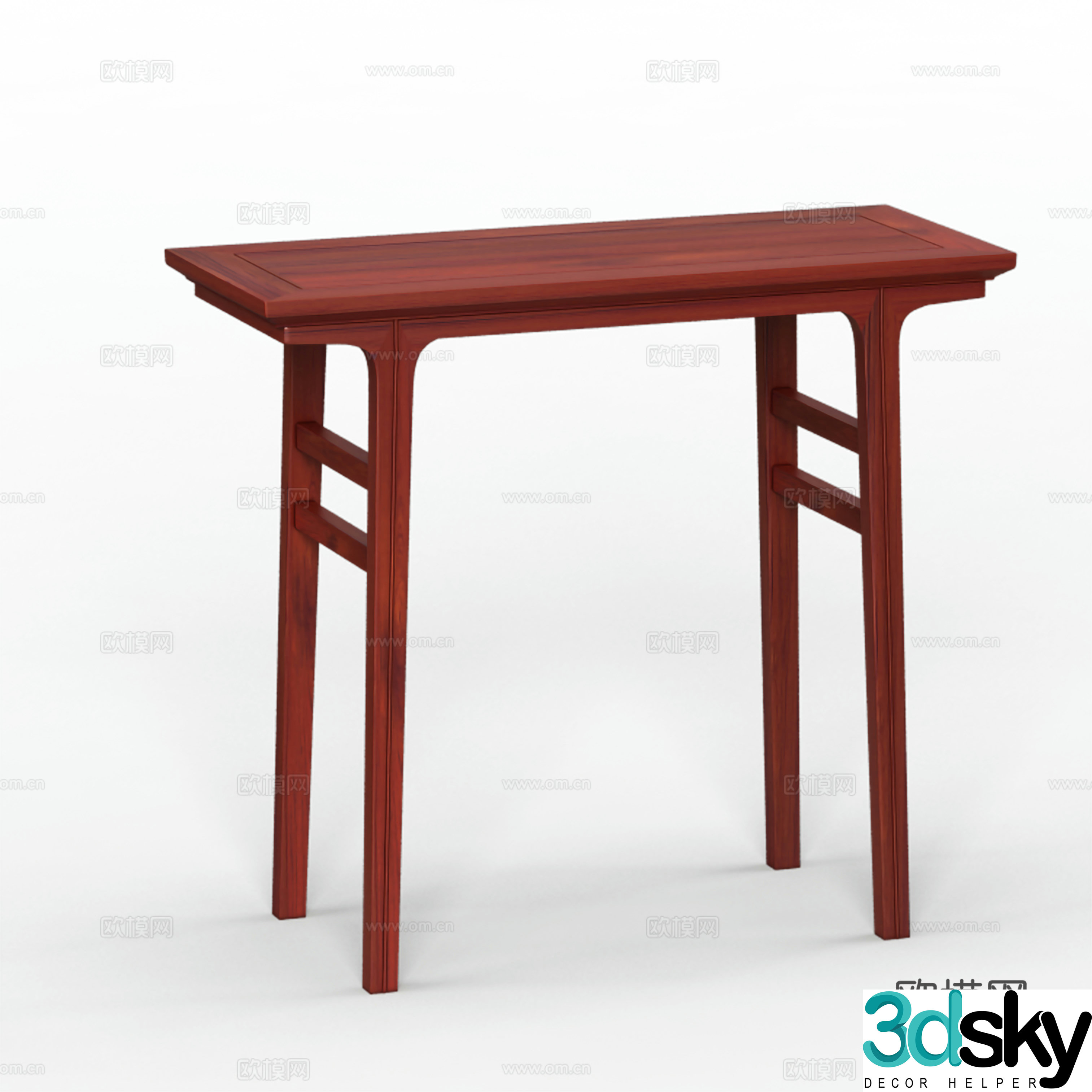 Chinese style strip case entrance table altar table solid wood mahogany 3D model