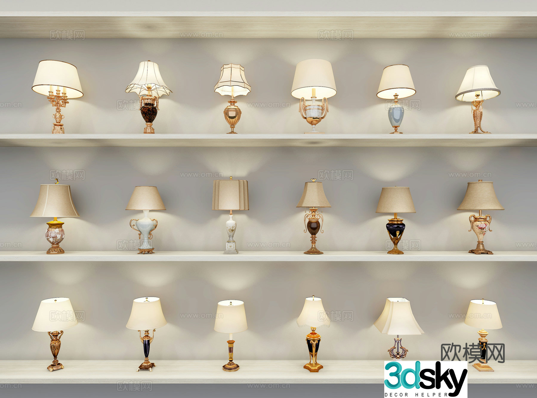 European table lamp 3D model