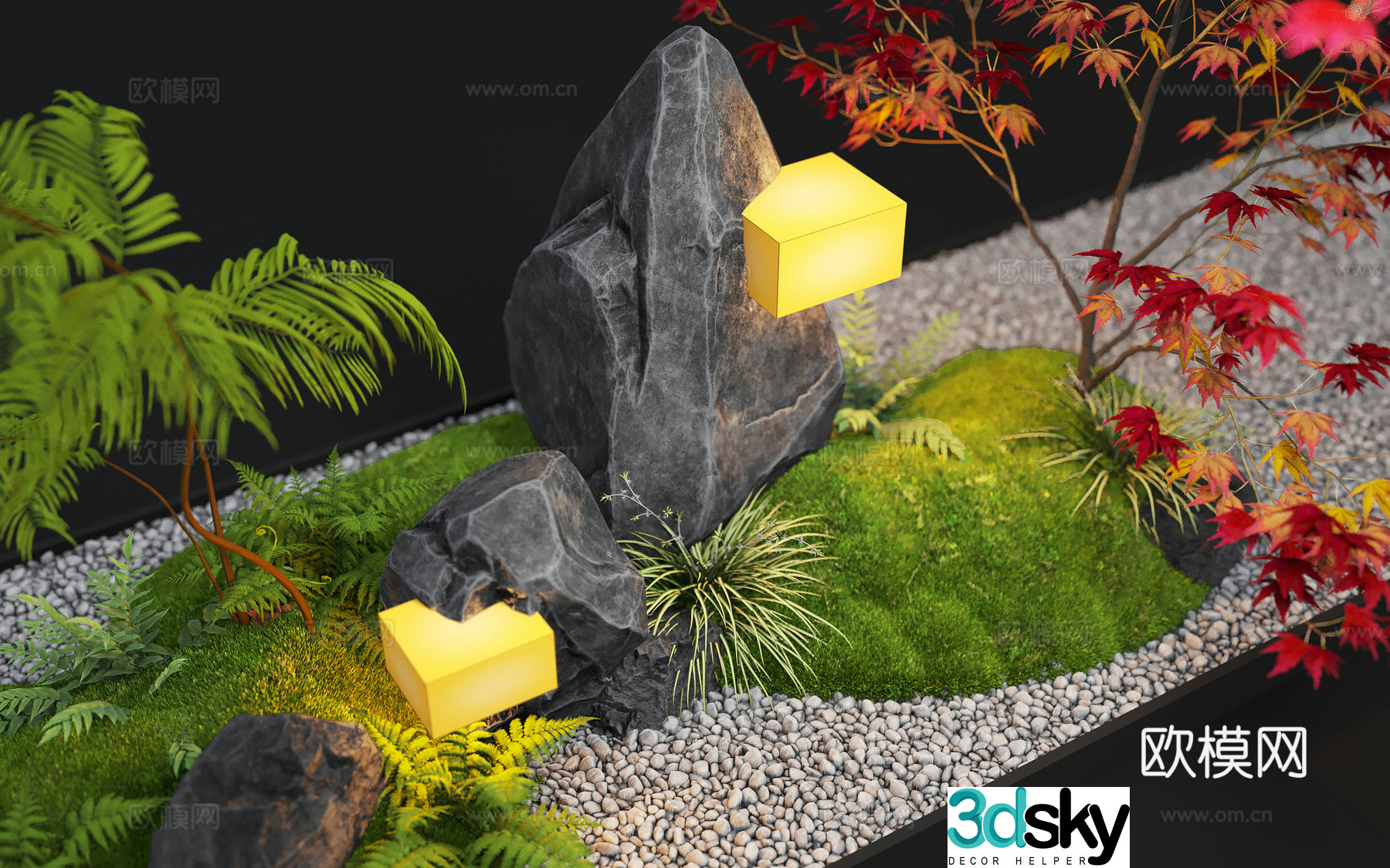Modern interior landscape landscaping moss landscape landscape sketch landscape stone landscape light 3d model