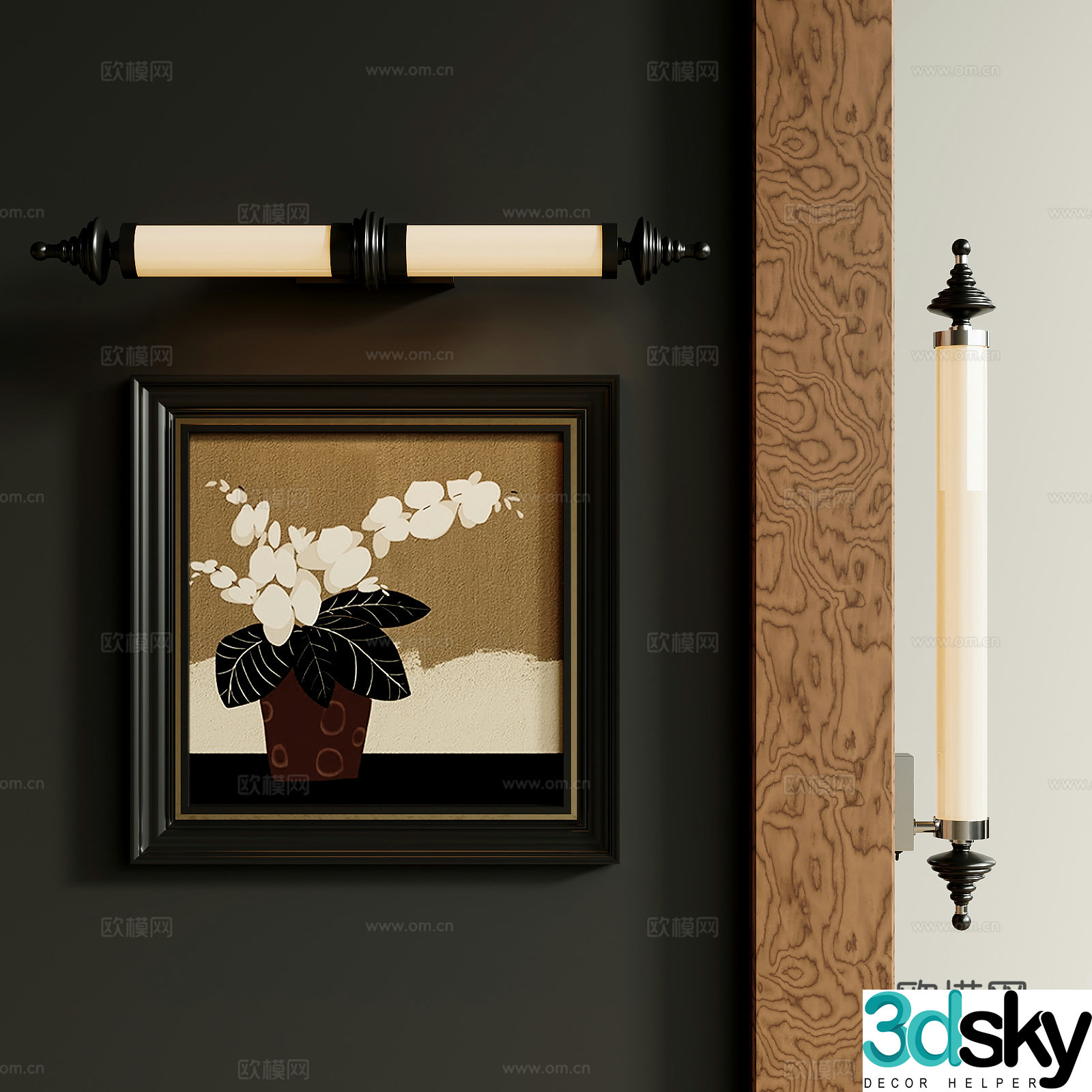 Modern medieval style wall light 3d model