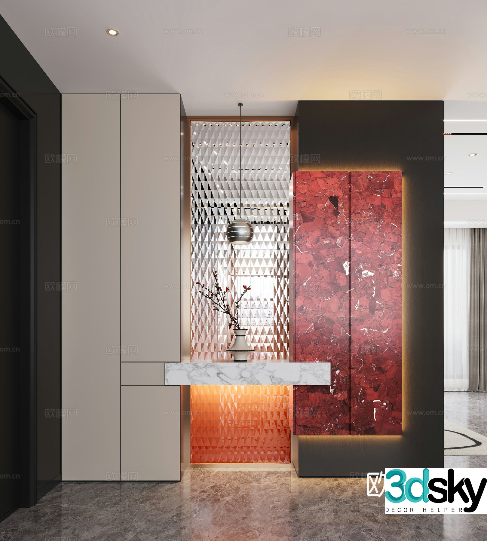 Modern entrance entrance hall Decorative hall Porch background Porch partition Porch decoration cabinet 3D model