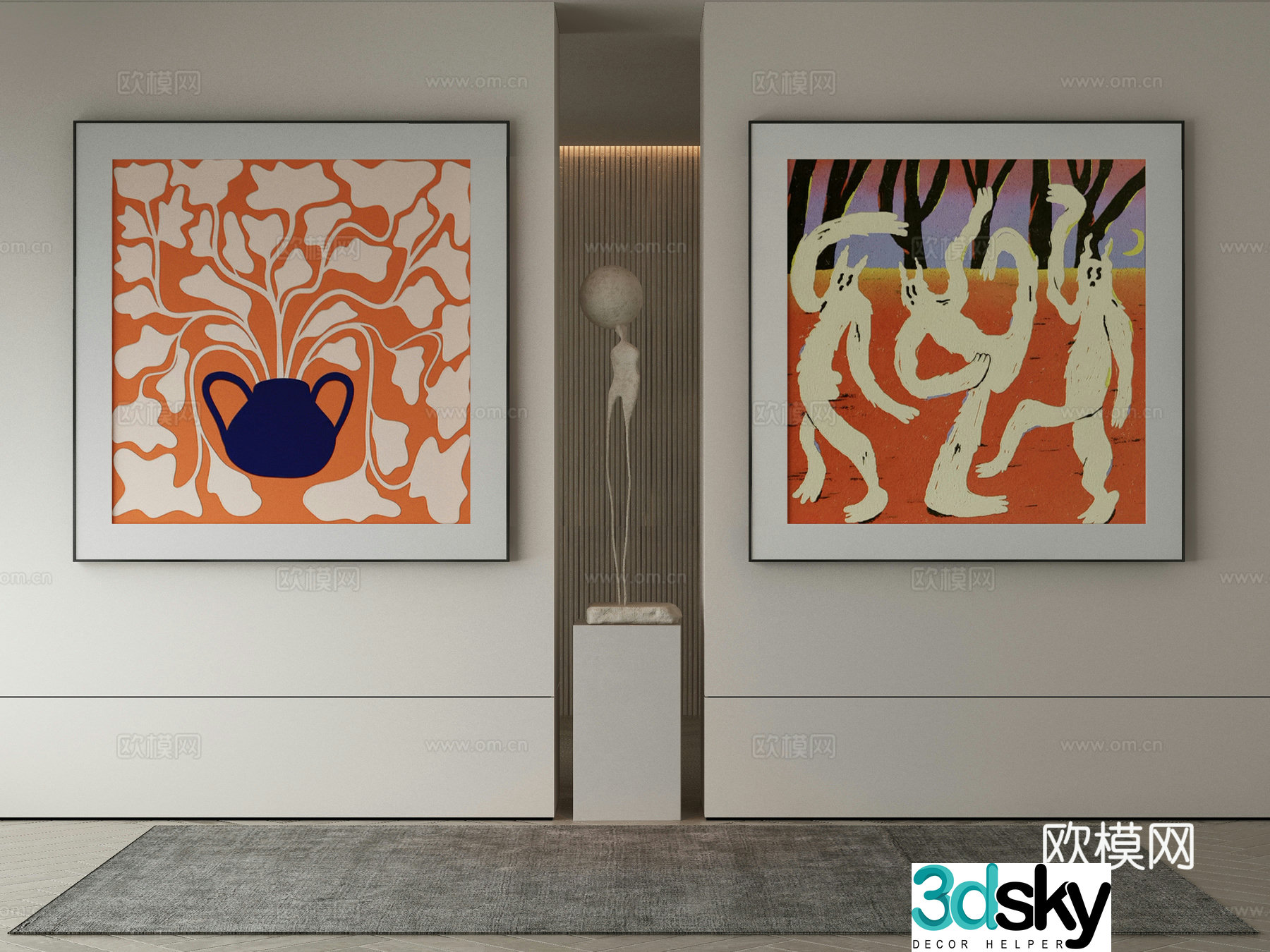 Modern Wasabi Hanging Painting Oil Painting 3D Model