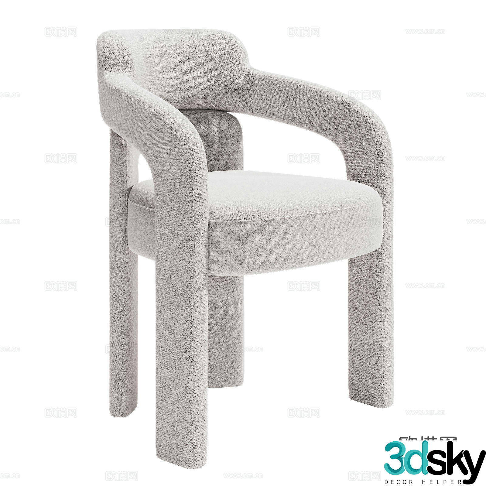 Modern cream style fabric single chair 3d model