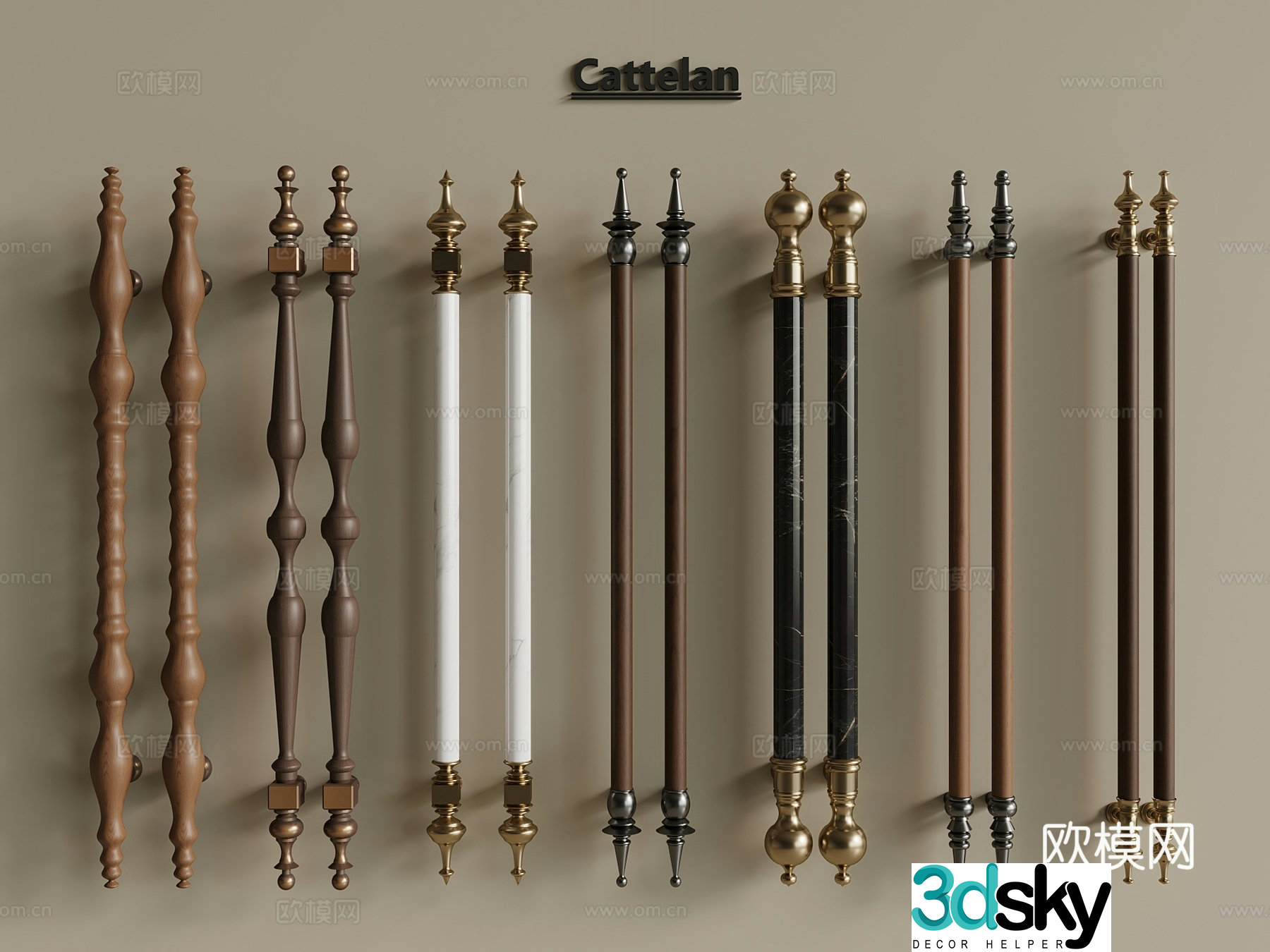 French retro handle cabinet door handle door handle door handle door handle 3d model