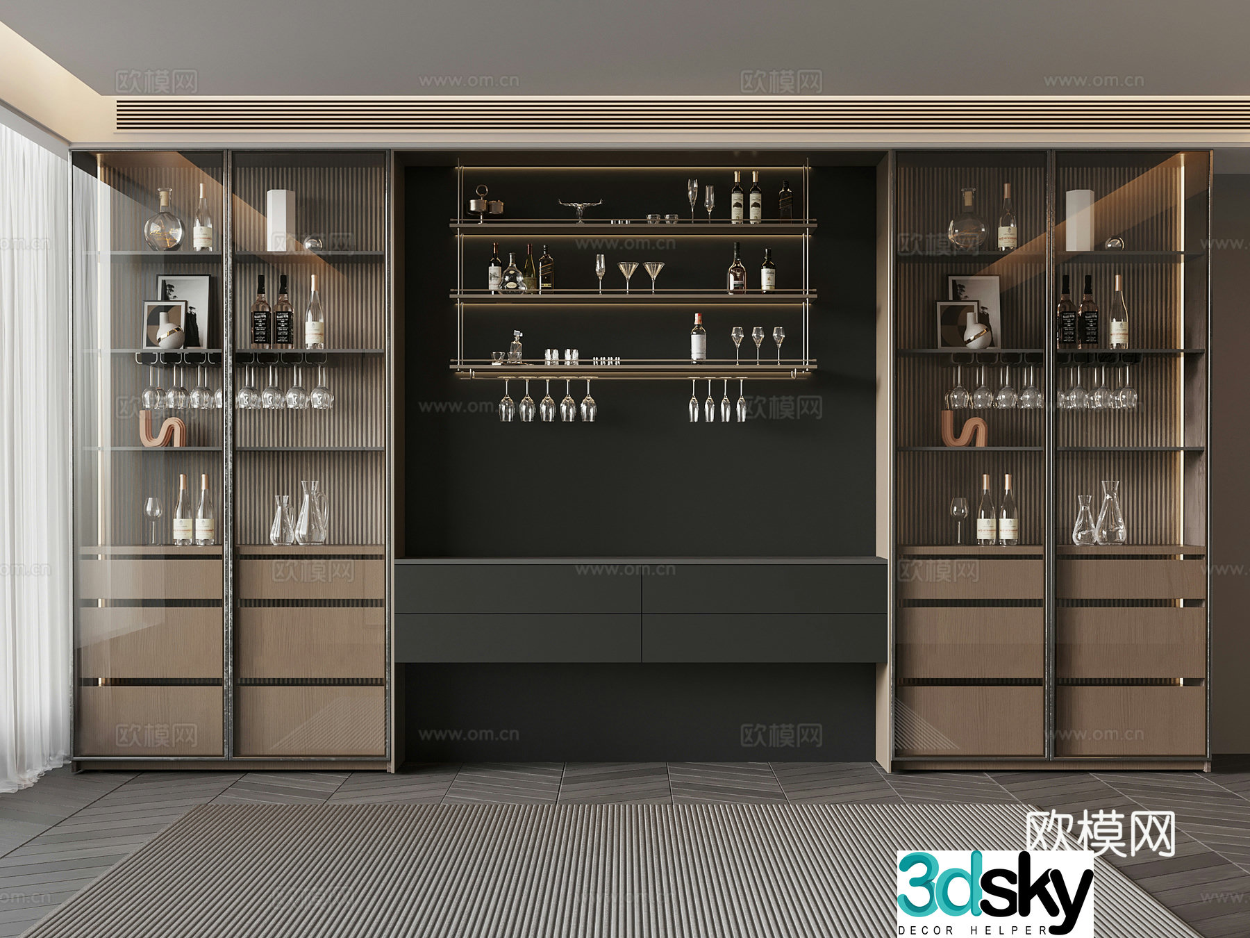 Wine cabinet modern wine cabinet wine rack 3d model