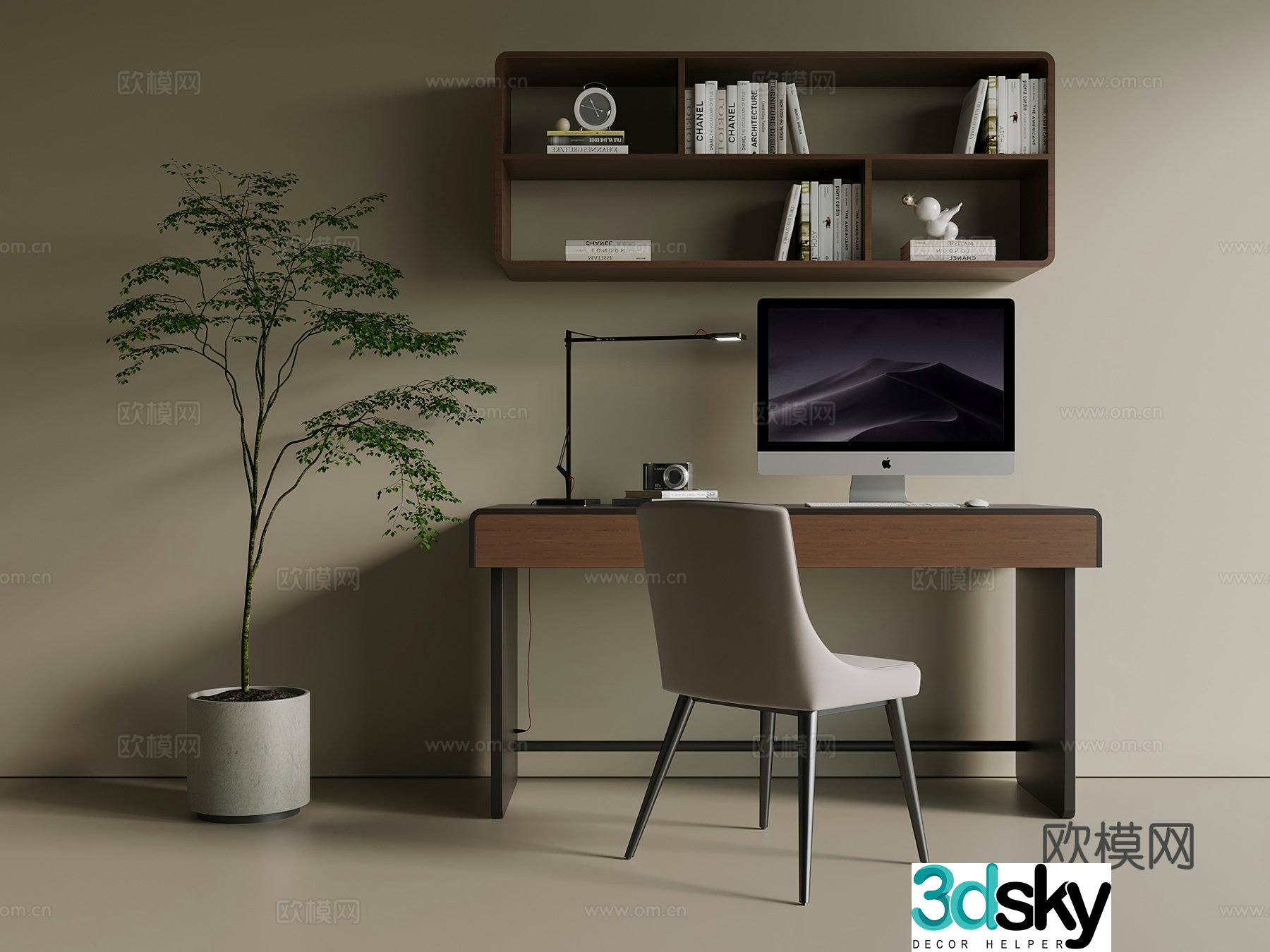 Middle Chinese style desk computer desk hanging cabinet desk custom desk finished book 3D model