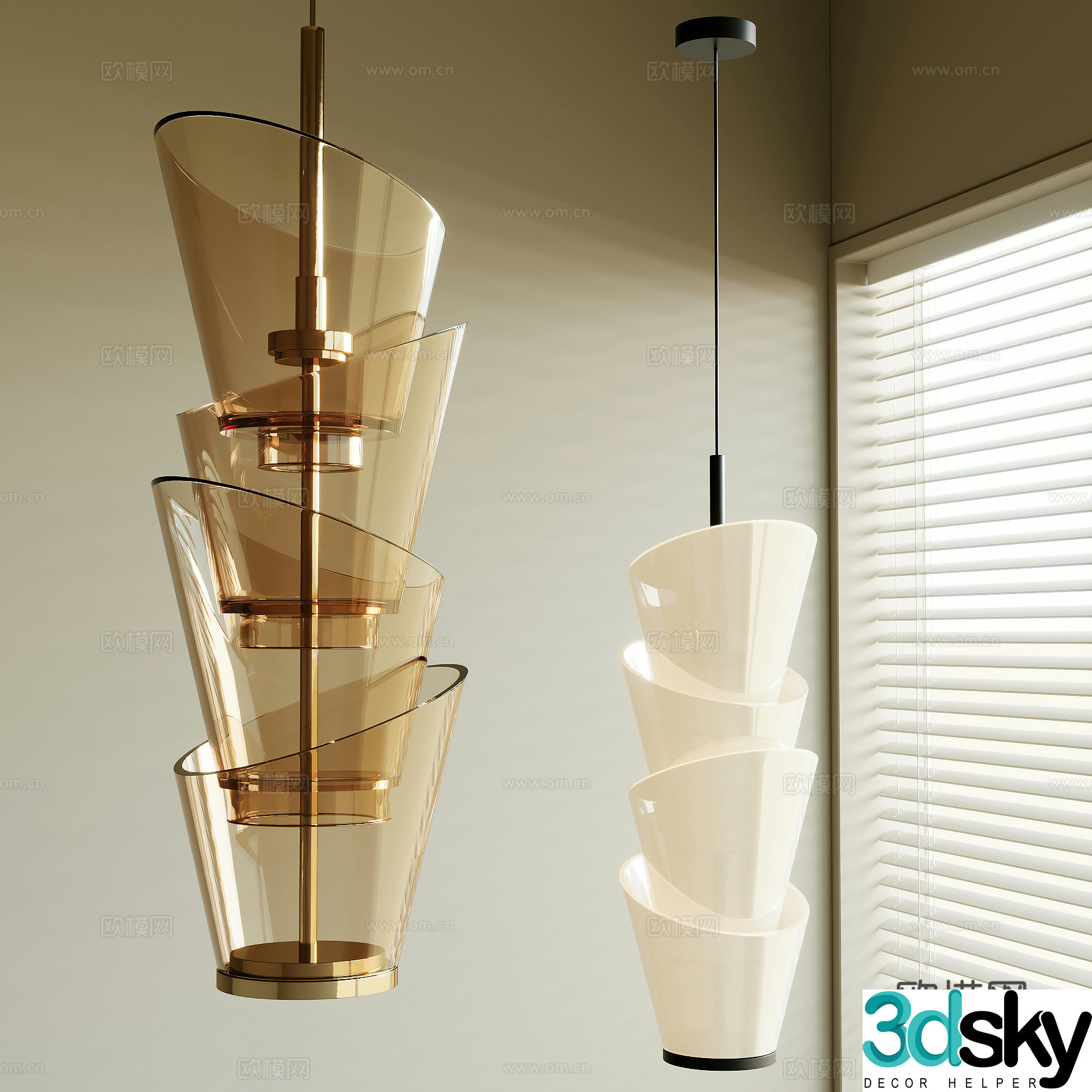 Modern glass chandelier 3d model