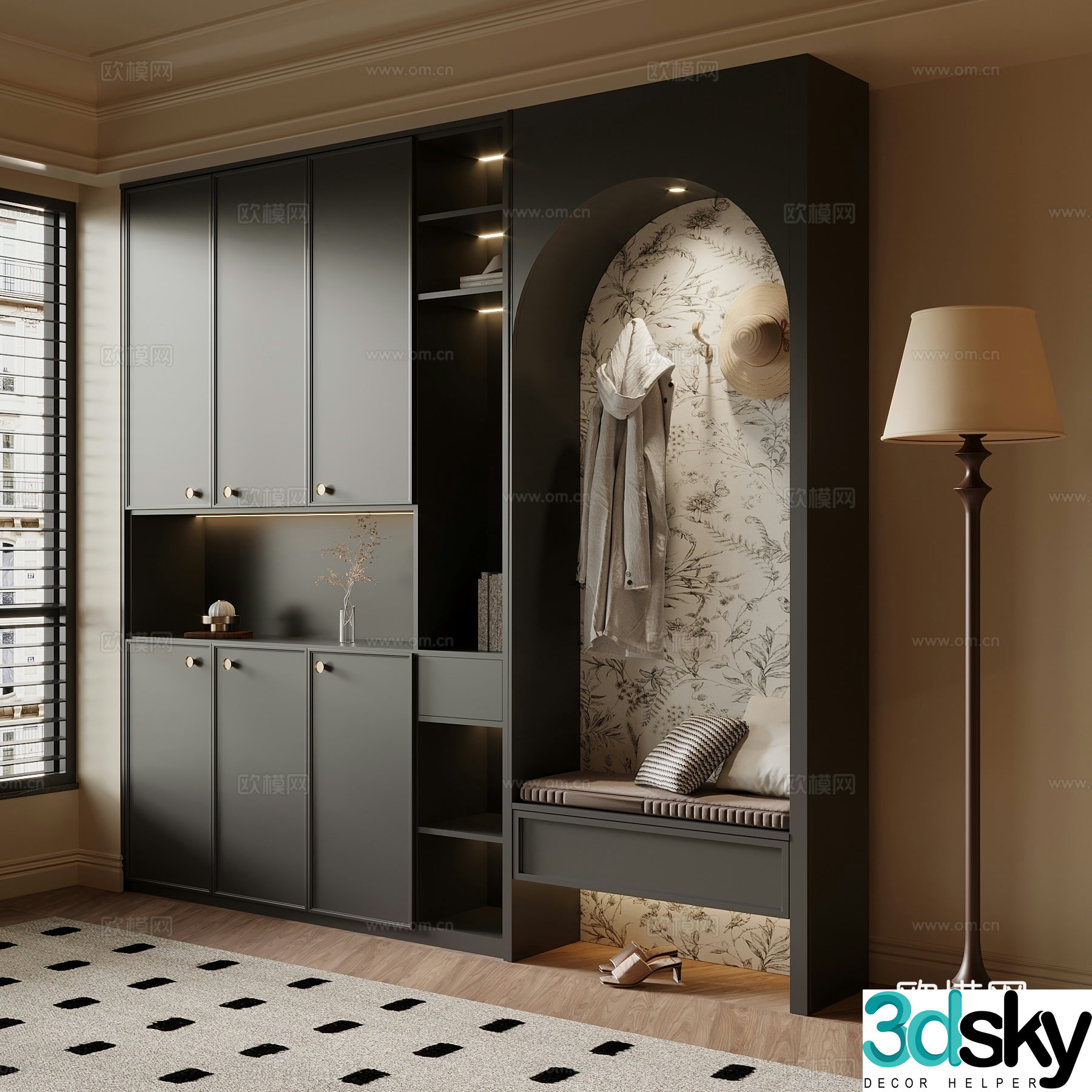 French shoe cabinet 3d model