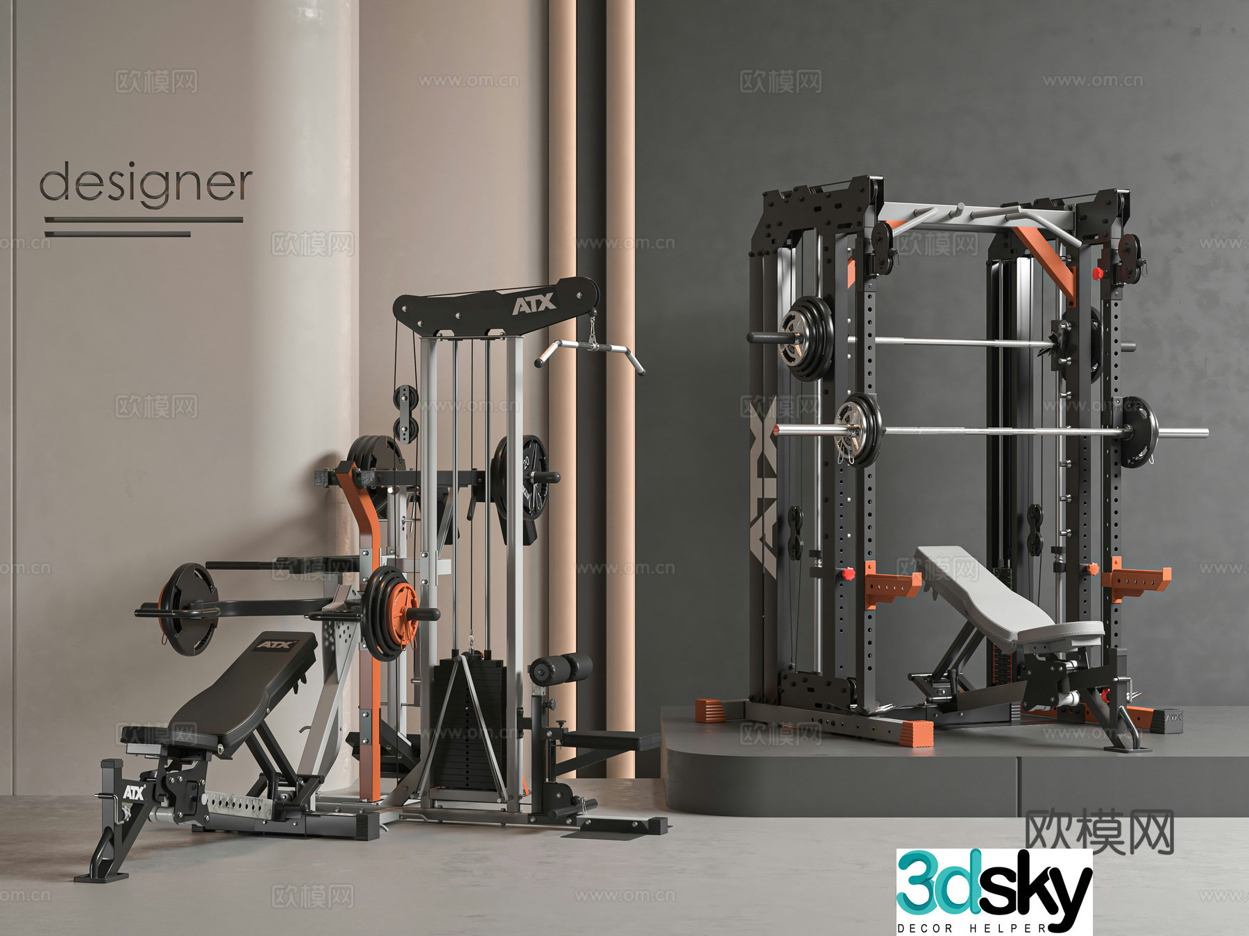 Modern fitness equipment 3d model
