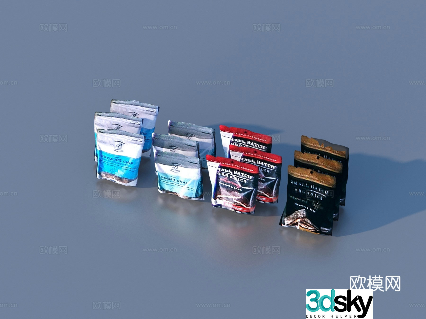 Snacks Packaging Bags Food Box 3D Model