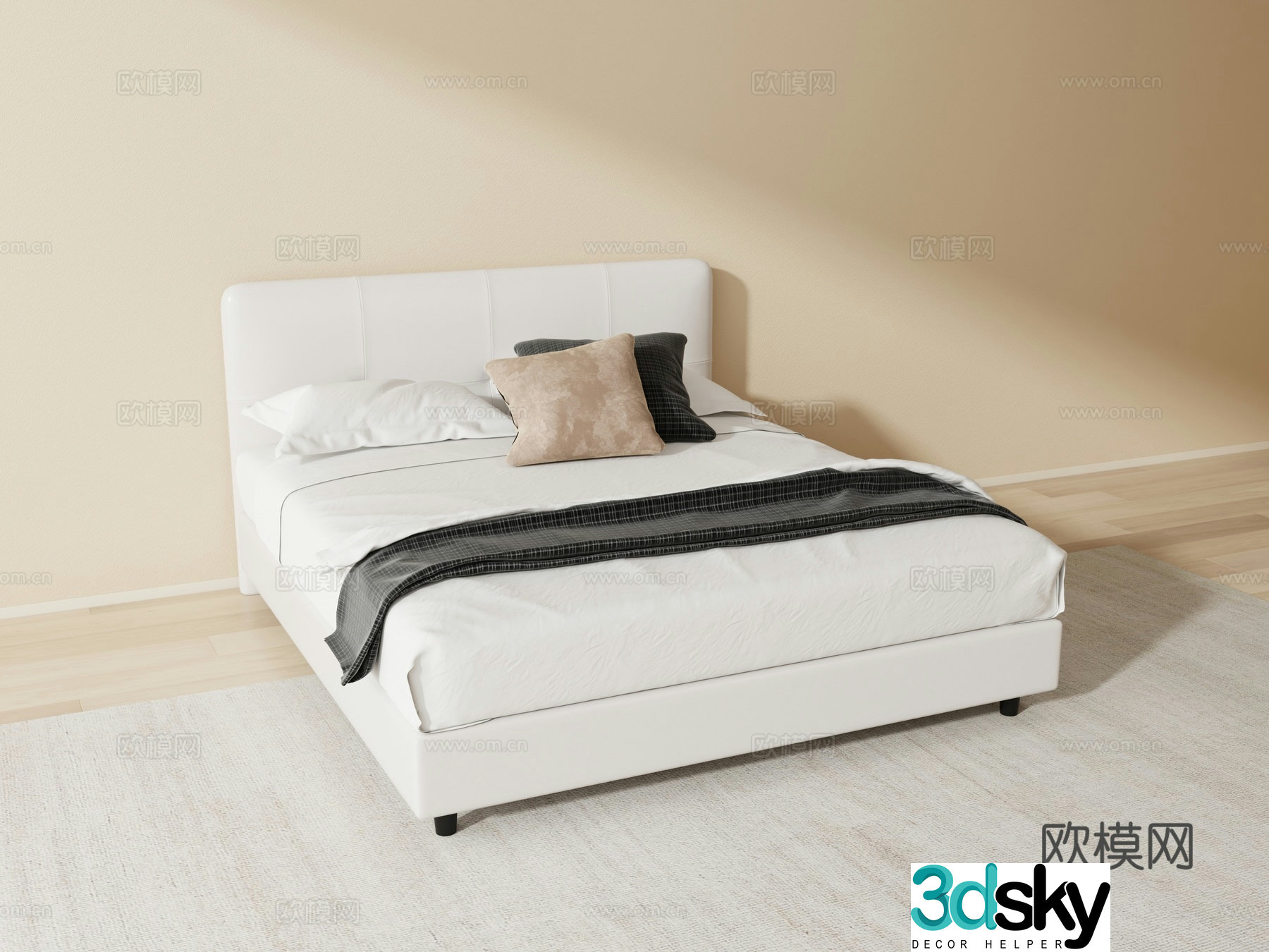 Modern double bed 3d model