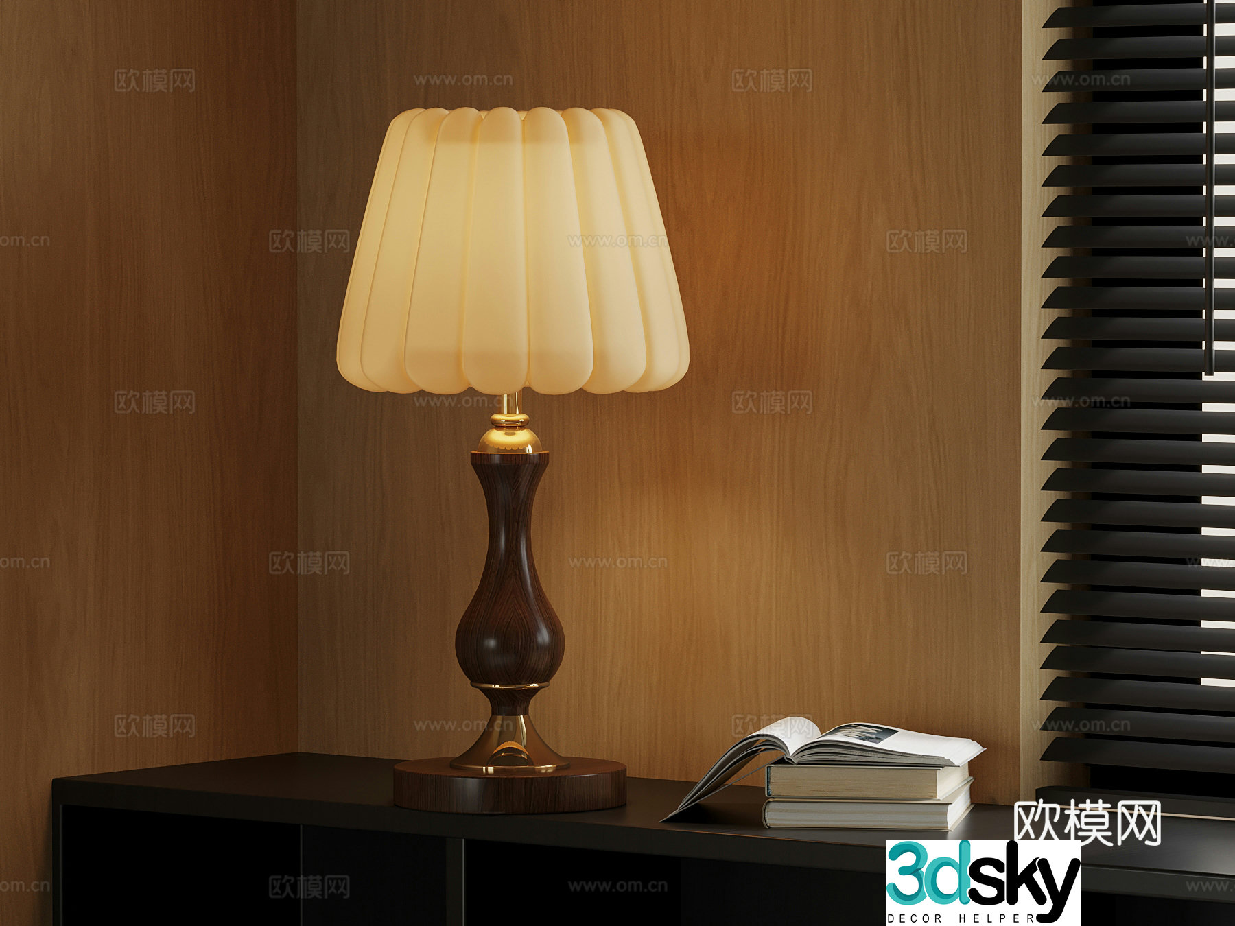 French medieval style table lamp book 3d model