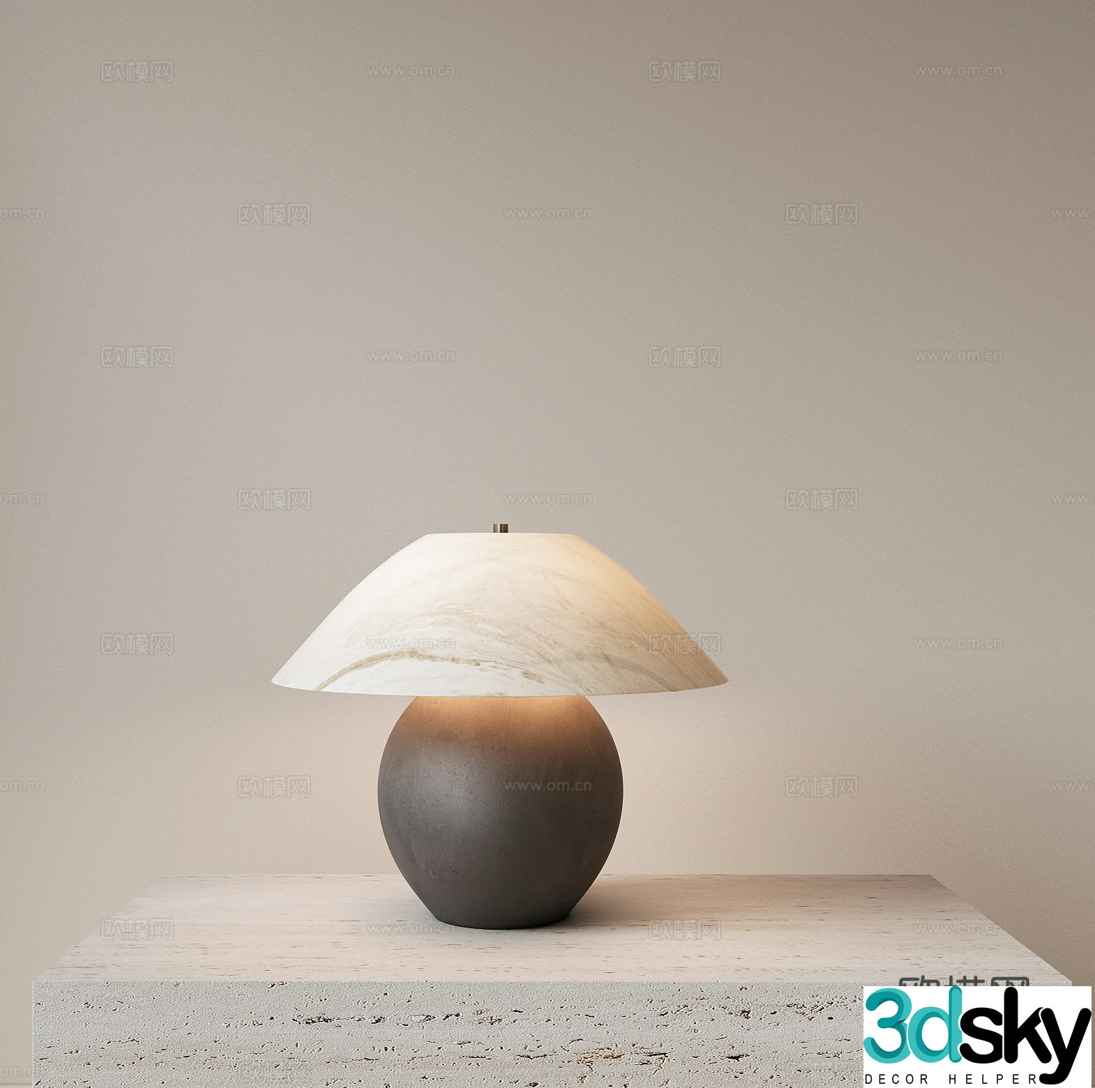 Modern retro desk lamp living room desk lamp bedside desk lamp study desk lamp translucent stone desk lamp 3D model
