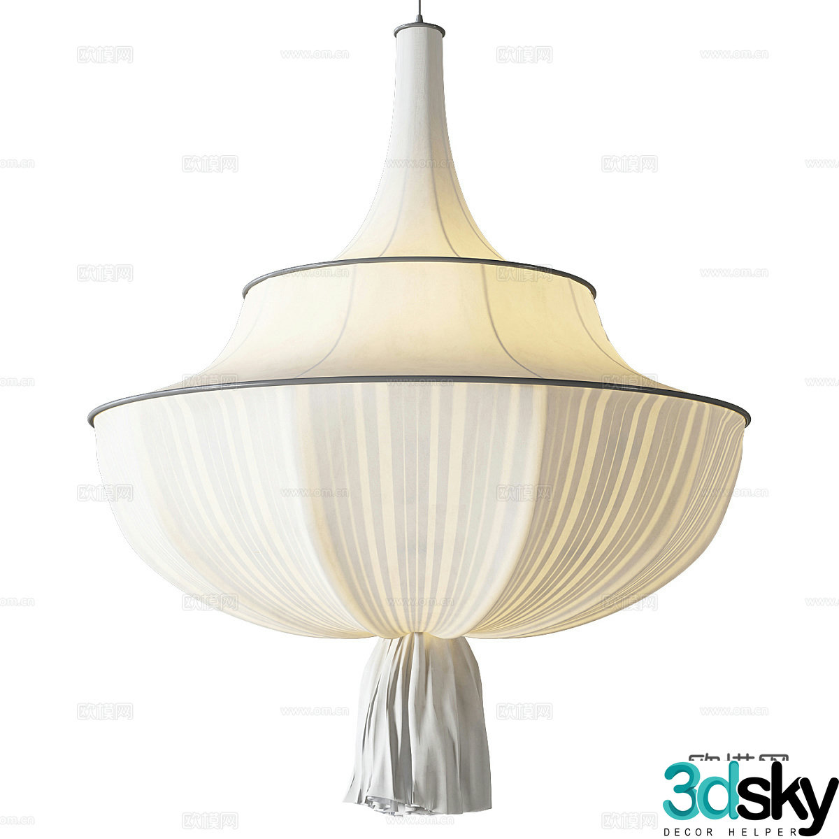 New Chinese style fabric decorative chandelier 3D model