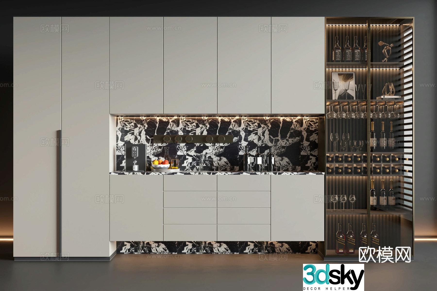 Modern wine cabinet 3d model