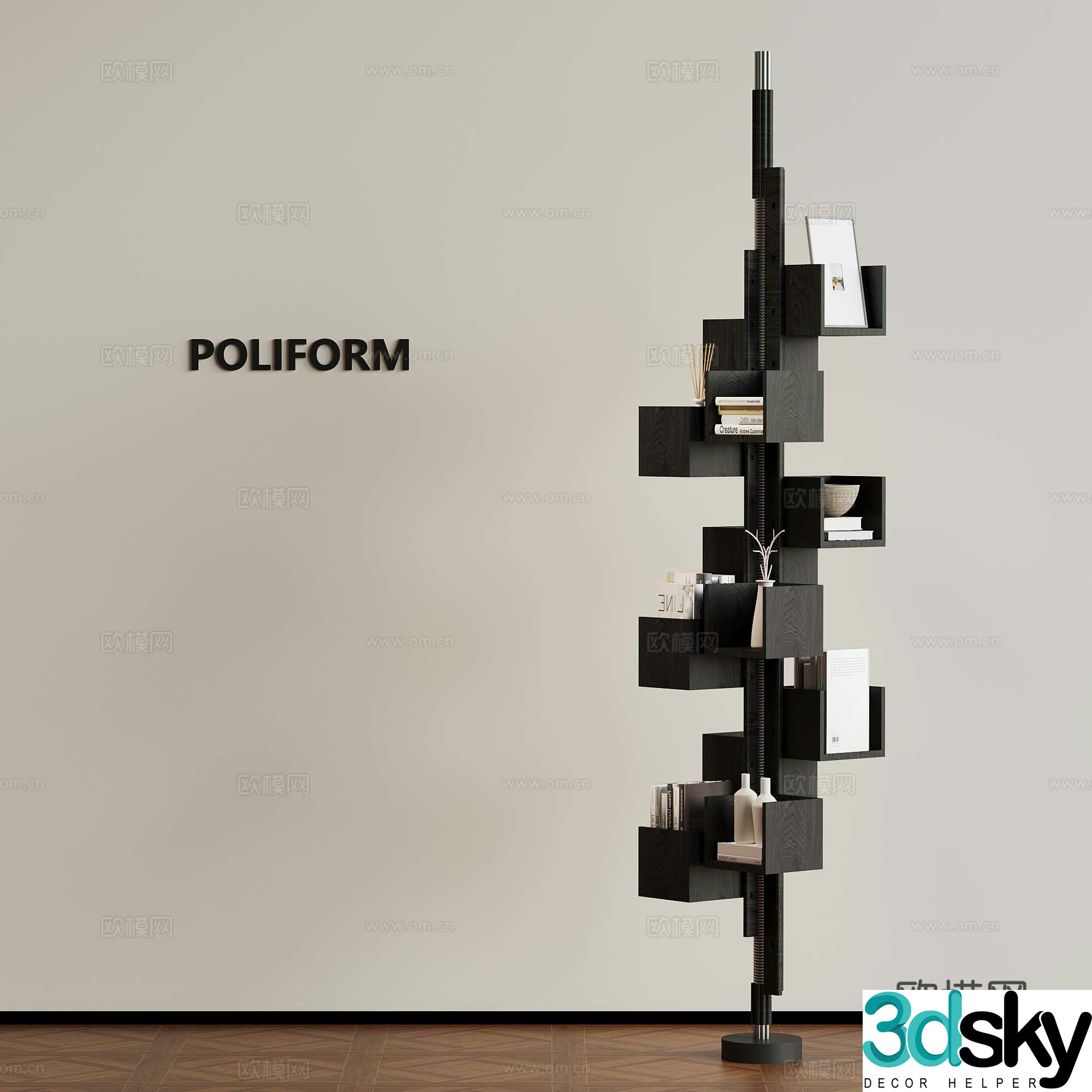 French medieval style bookshelf 3D model