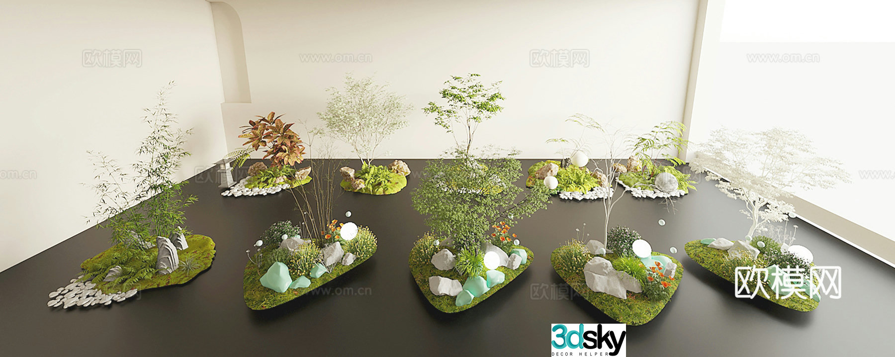 Modern green plant landscaping Landscape sketch Green plant landscaping Plant pile Indoor landscape landscaping 3D model