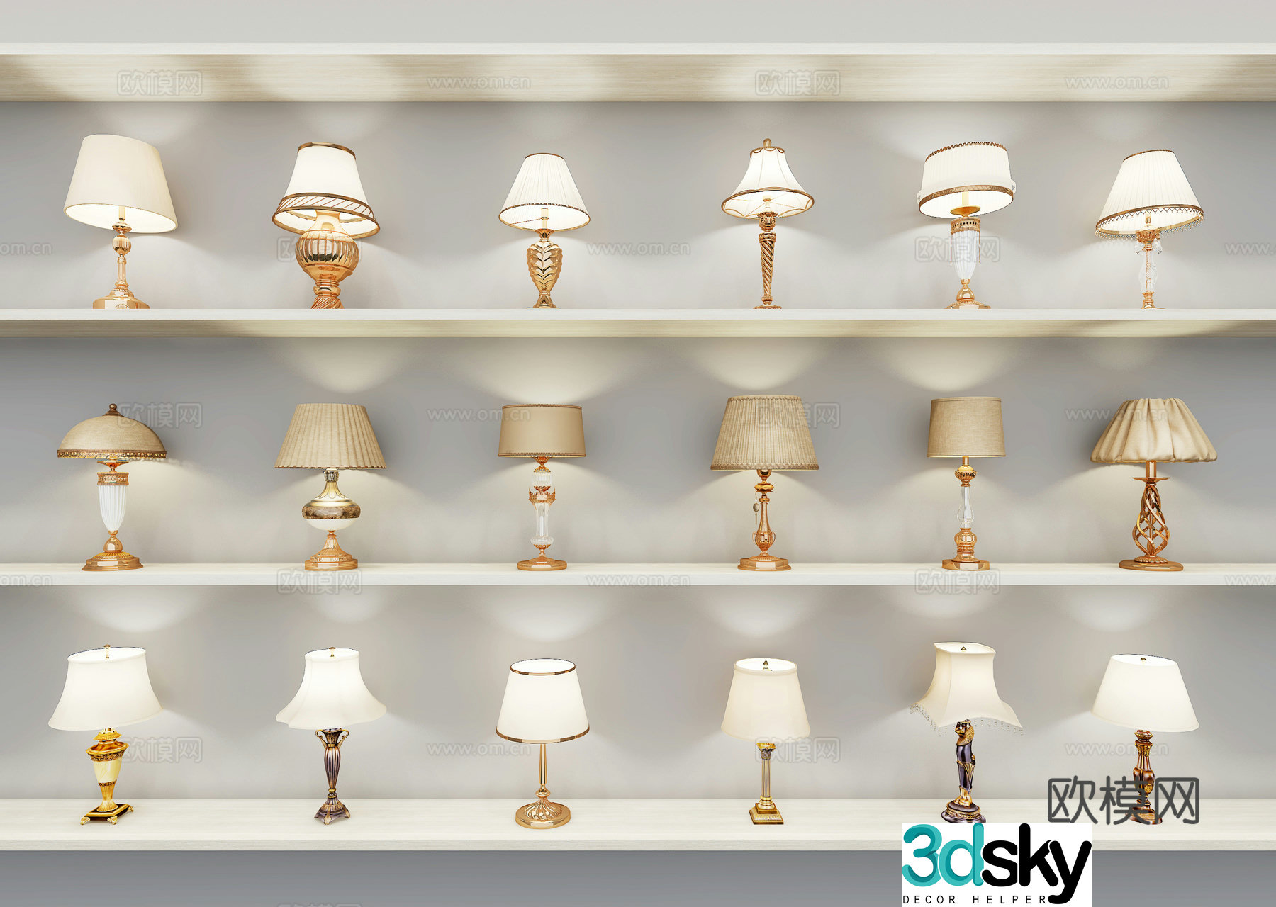 European table lamp 3D model