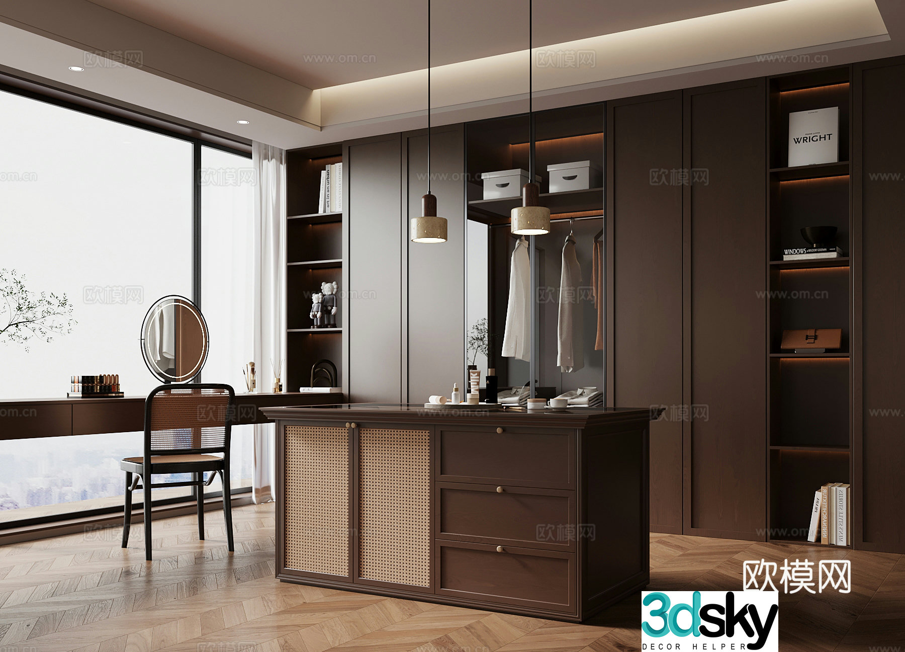 Middle-aged windbreaker jewelry cabinet wardrobe 3d model