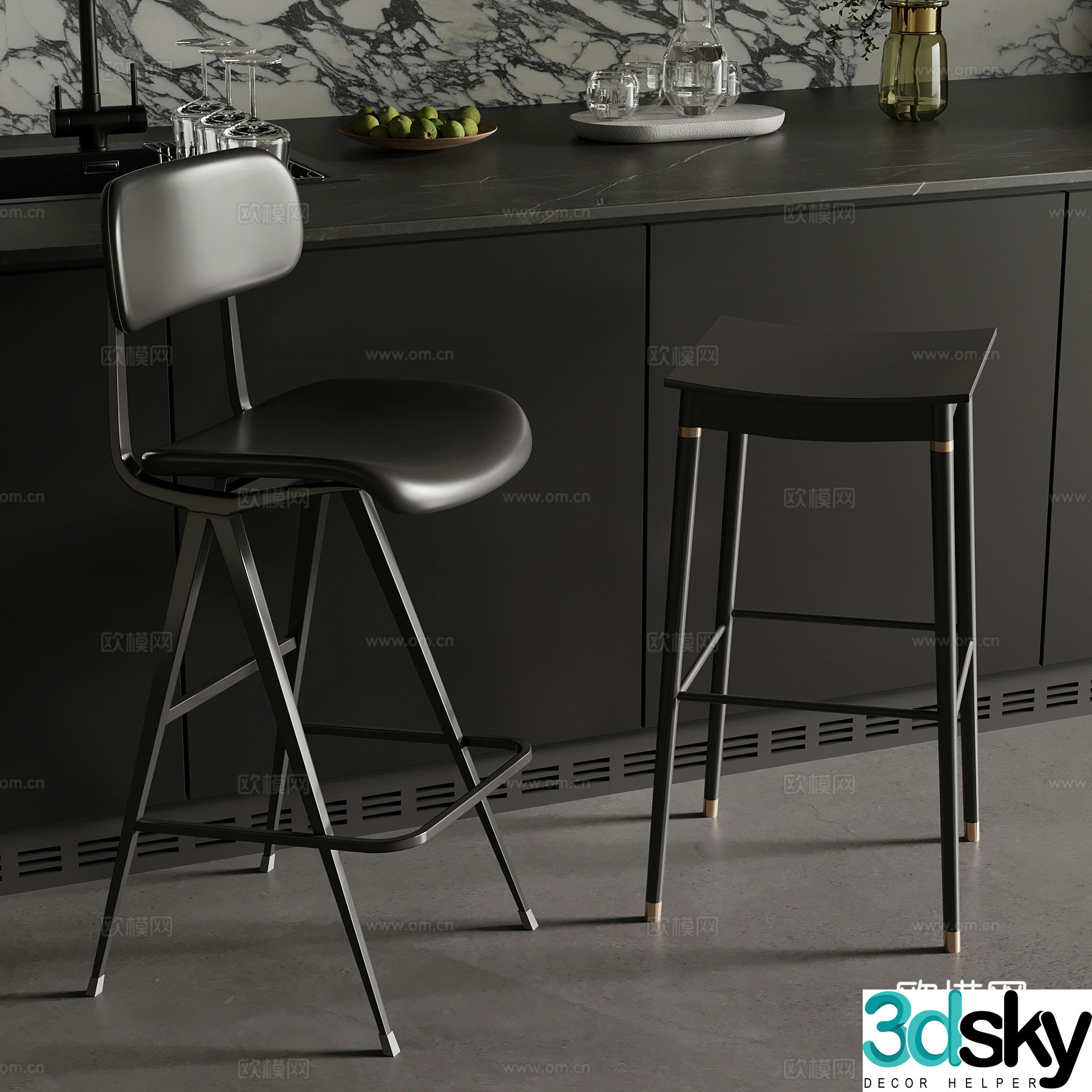 Modern bar stool bar chair 3d model