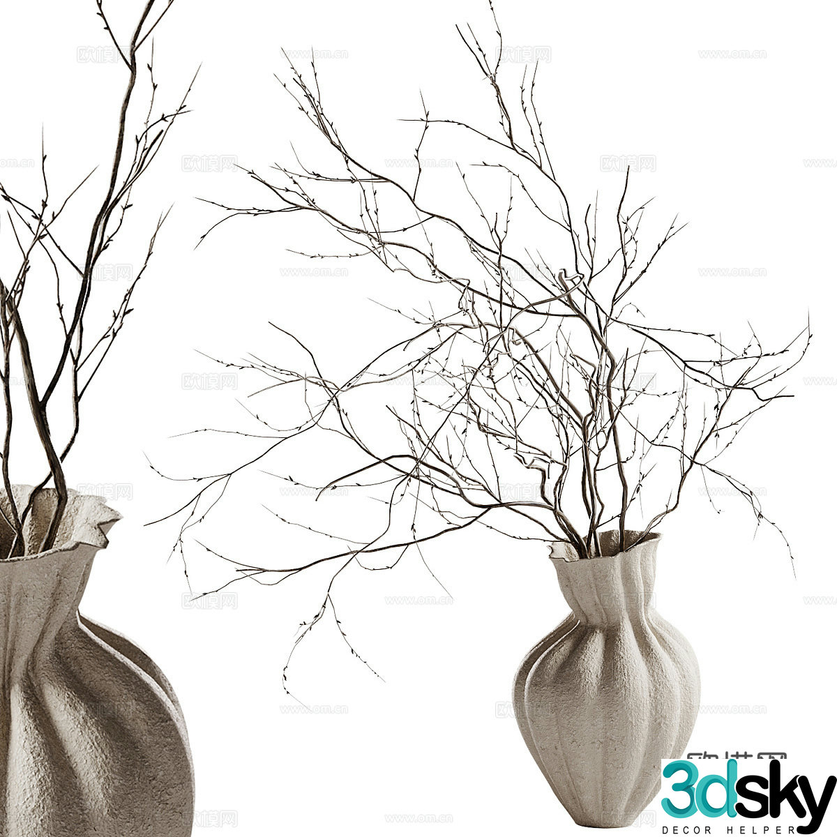 New Chinese style waive vase flower art 3D model