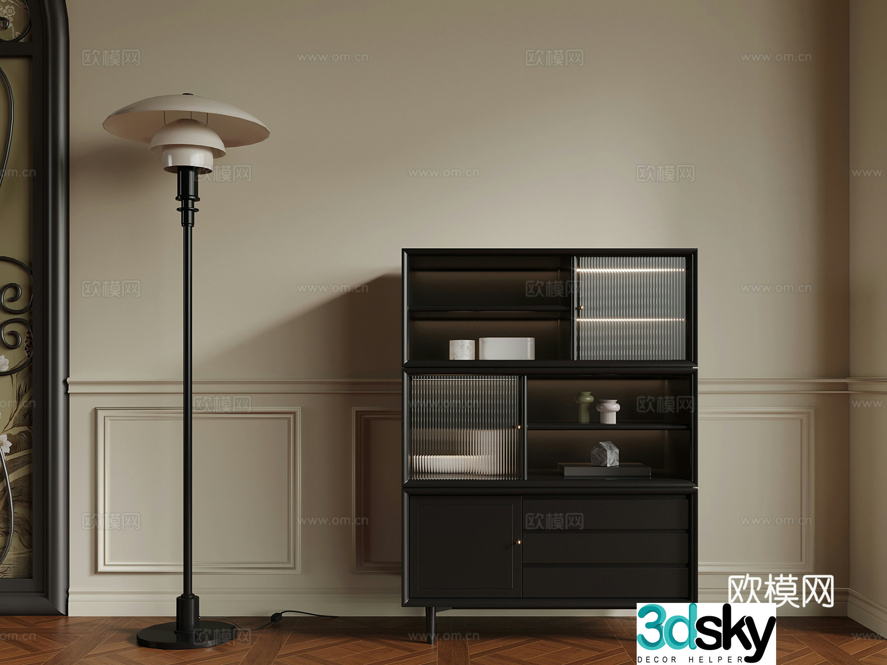 French entrance cabinet floor lamp 3D model