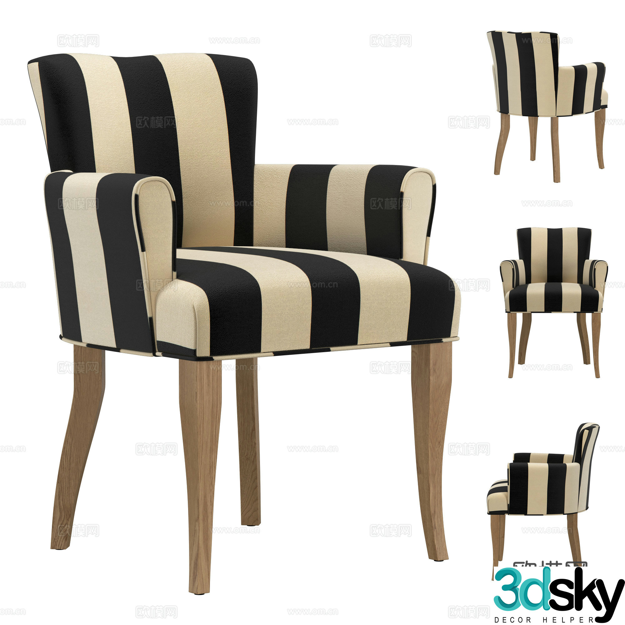 Modern Italian cloth chair Sofa chair Armchair 3d model
