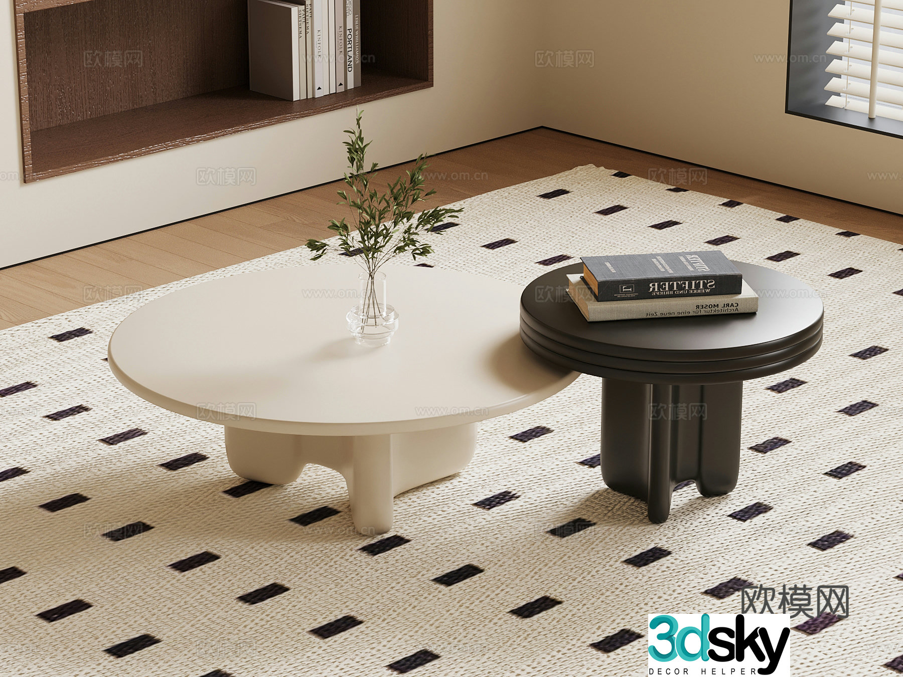 French cream wind edge table decorative ornament 3D model