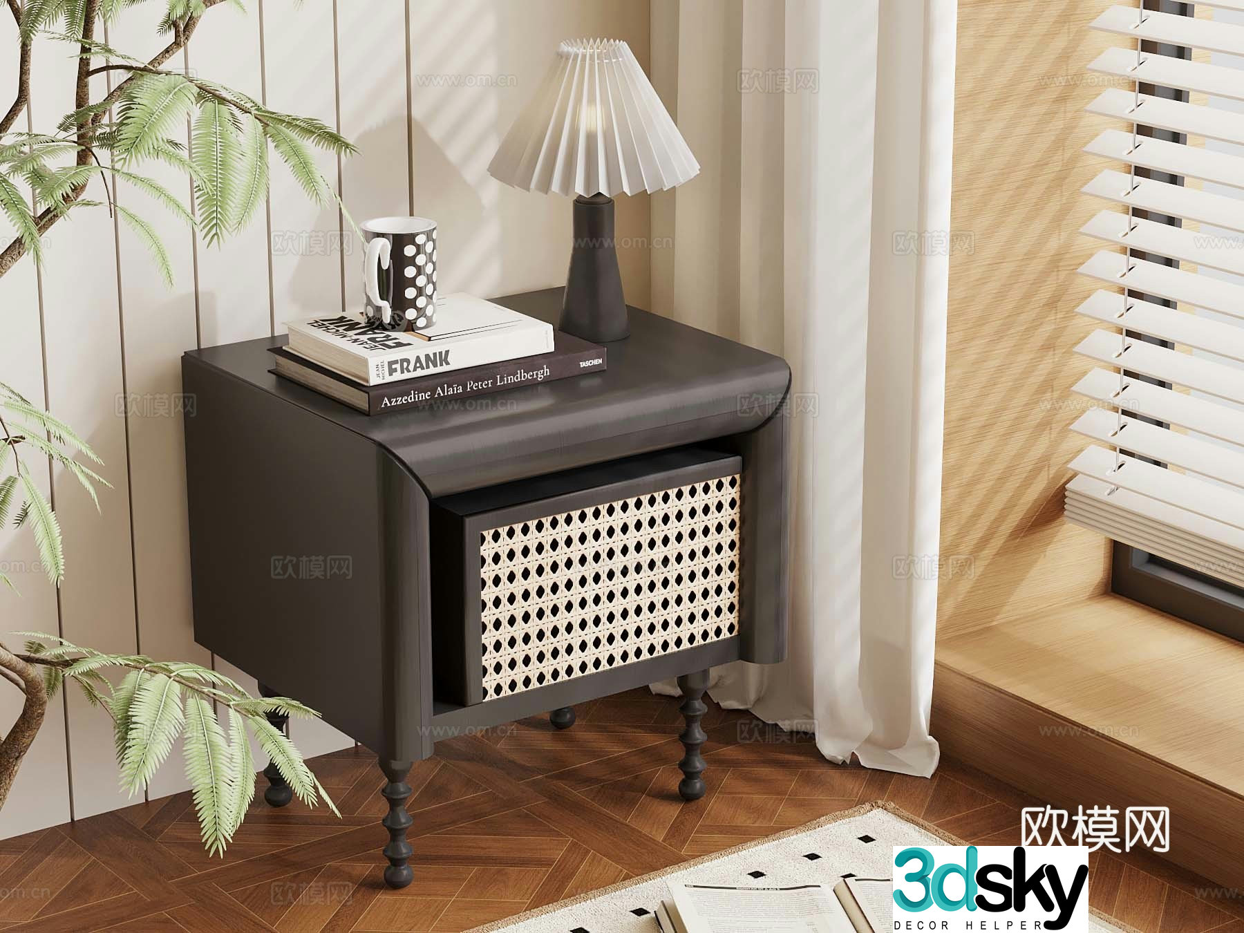 French bedside table lamp 3d model