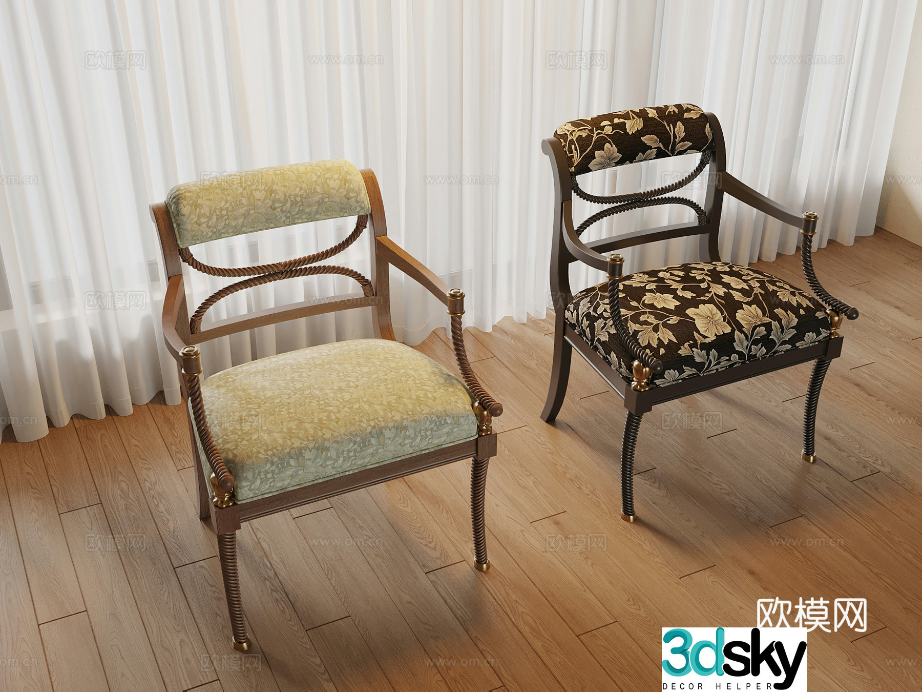 French retro style leisure chair 3d model
