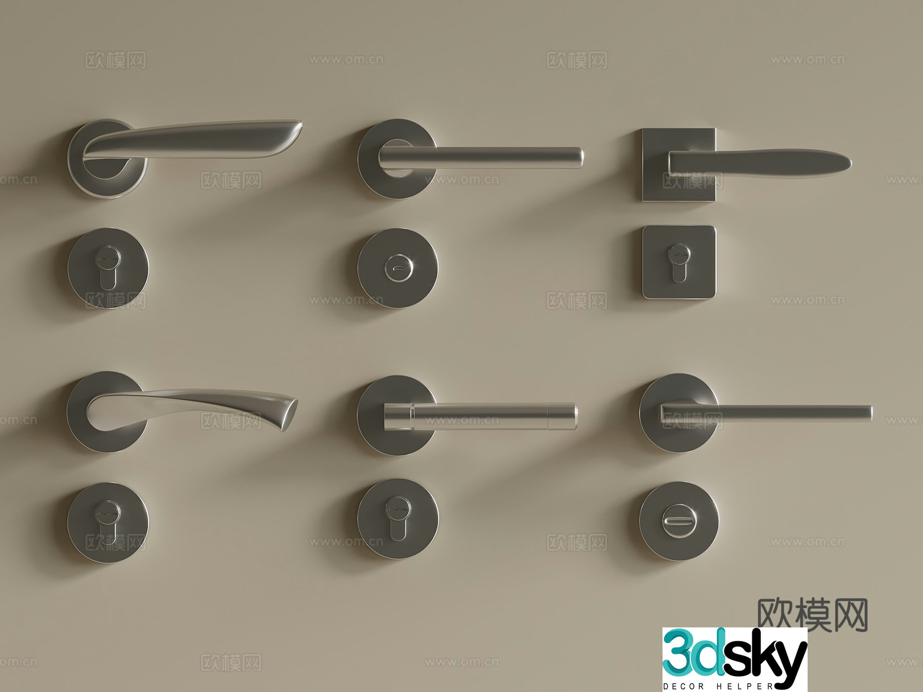 Modern Door Lock Door Handle Handle Door Lock Hardware 3D Model