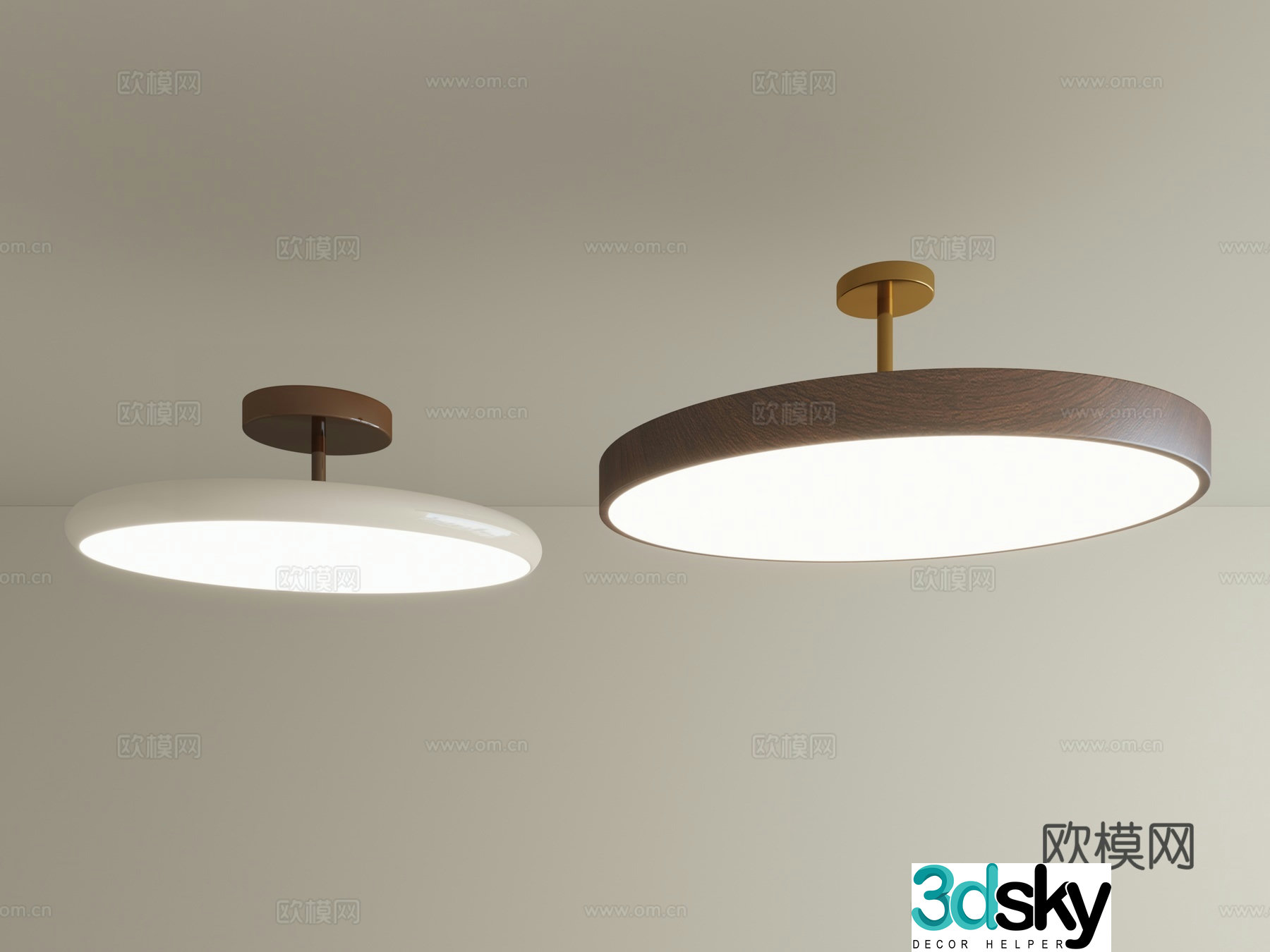 Medium style round bedroom lamp creative wood grain color corridor corridor lamp simple dining hallway balcony ceiling chandelier 3d model