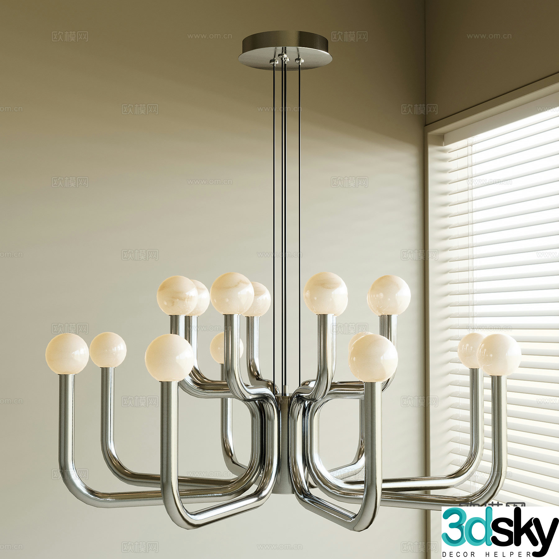Modern metal chandeliers 3d model